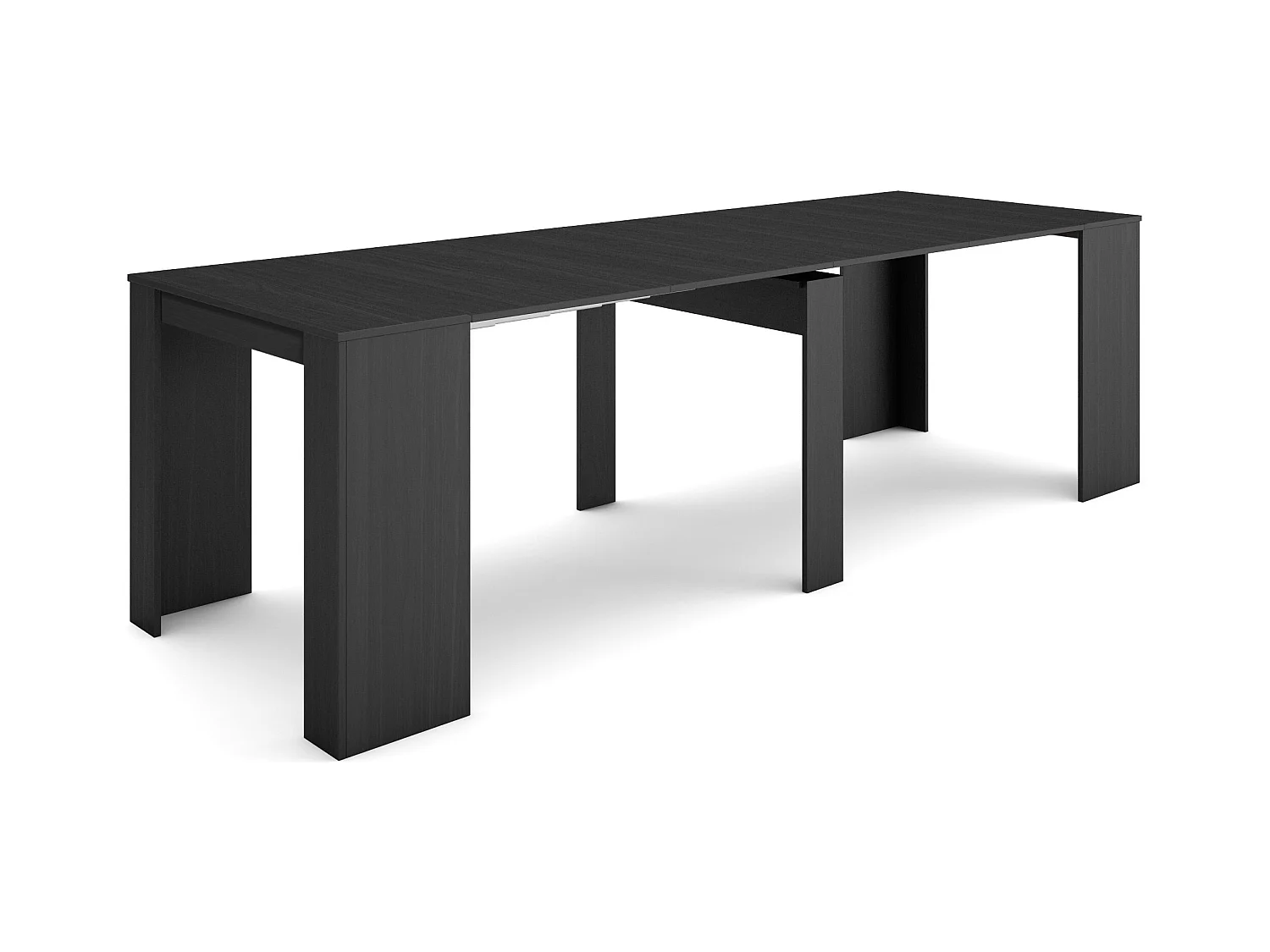 Uitschuifbare Consoletafel, 262x90x77cm, Voor 12 personen, Tafel, Zwart