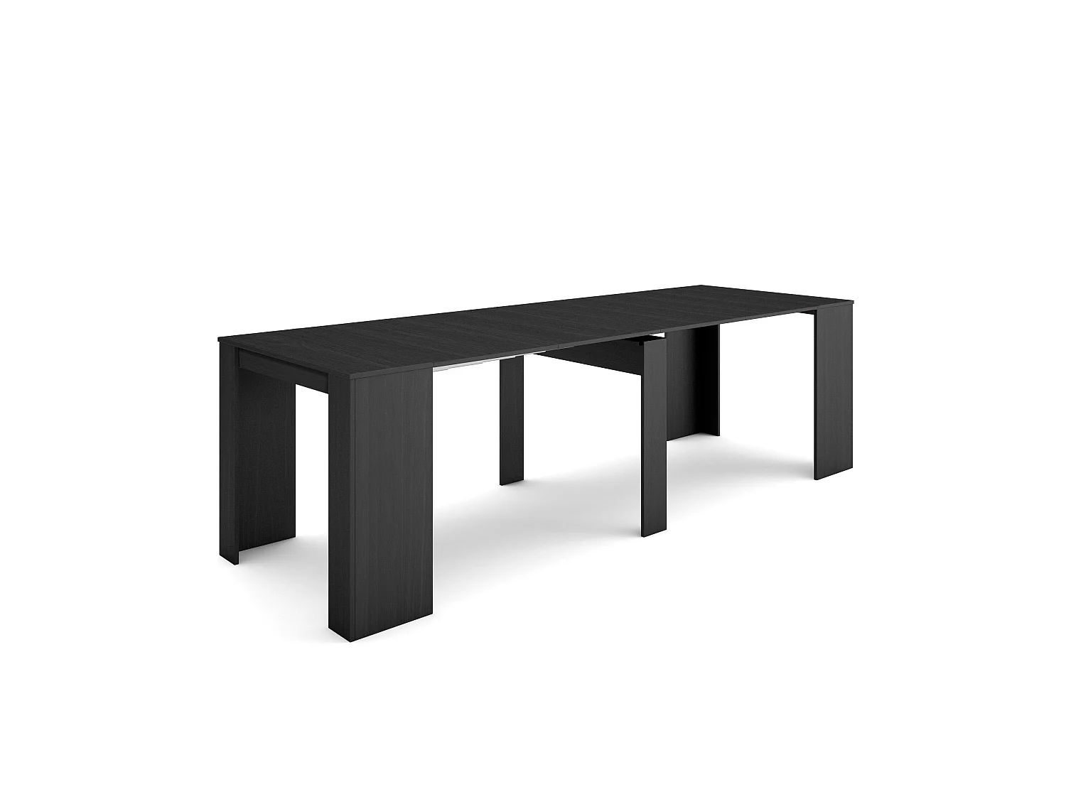 Uitschuifbare Consoletafel, 262x90x77cm, Voor 12 personen, Tafel, Zwart