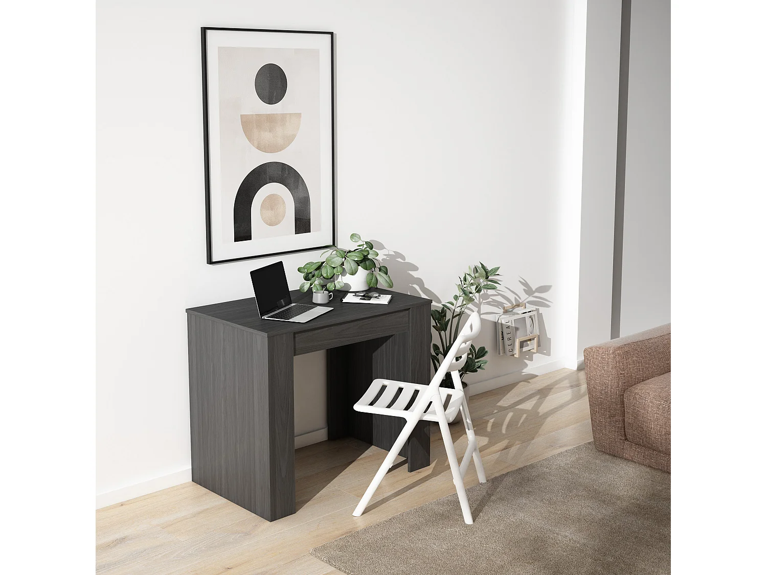 Uitschuifbare Consoletafel, 262x90x77cm, Voor 12 personen, Tafel, Zwart