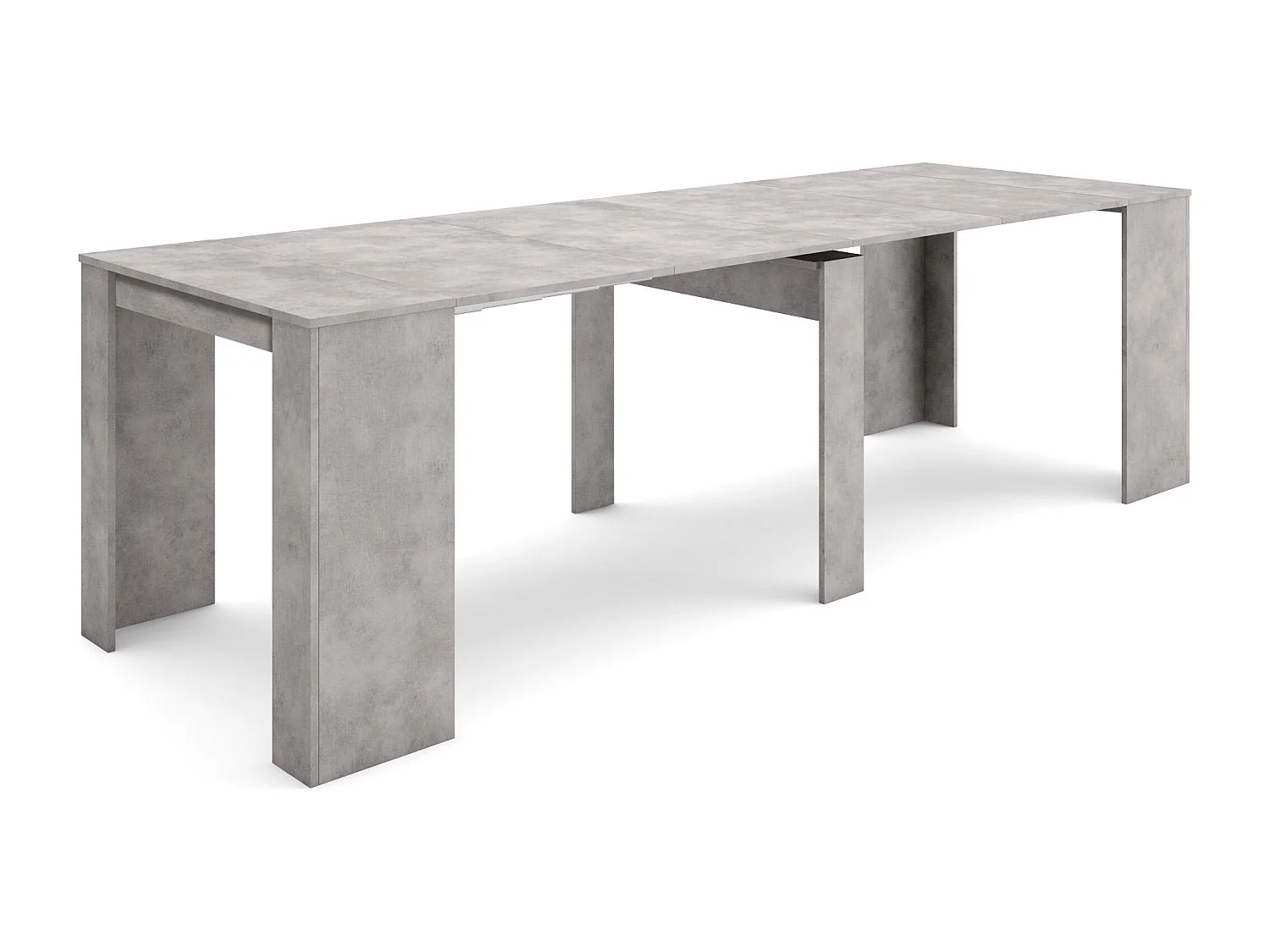 Table console extensible, 262x90x77cm, Pour 12 personnes, Table à Manger, Ciment