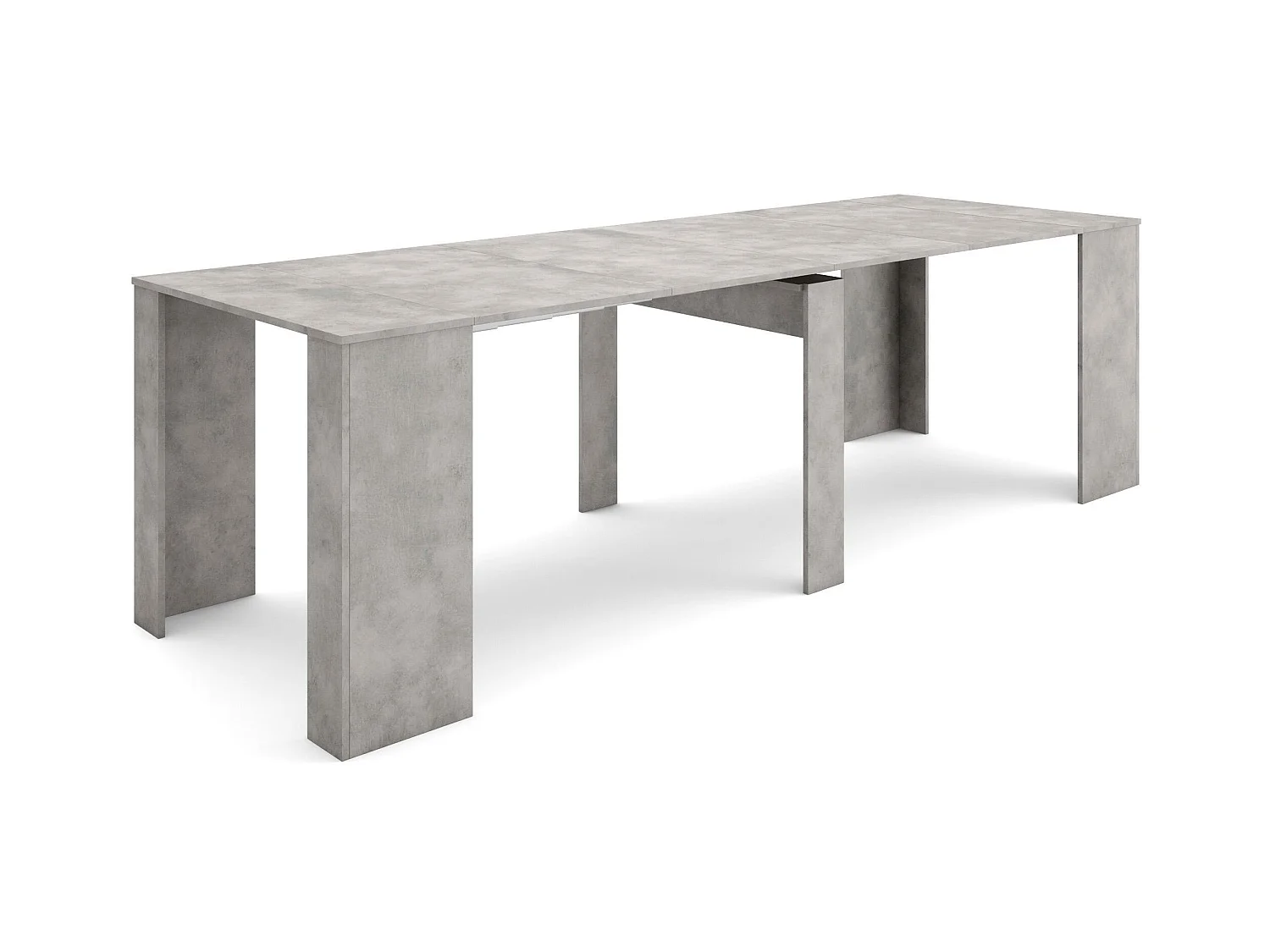 Table console extensible, 262x90x77cm, Pour 12 personnes, Table à Manger, Ciment