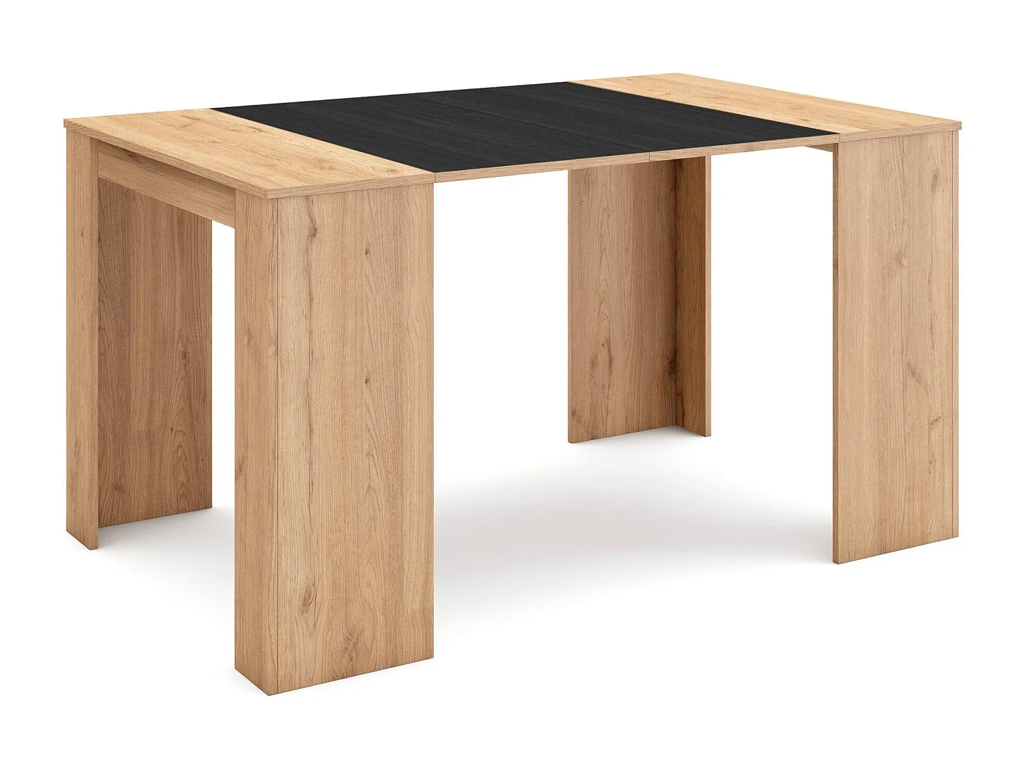 Mesa Consola Extensível, 140x90x77cm, Para 6 pessoas, Mesa de Jantar, Carvahlo e preto