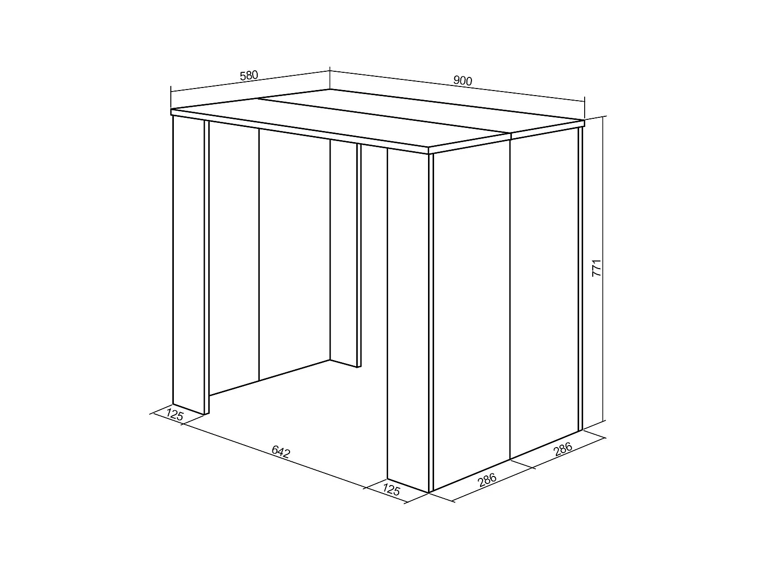 Mesa Consola Extensível, 140x90x77cm, Para 6 pessoas, Mesa de Jantar, Carvahlo e preto