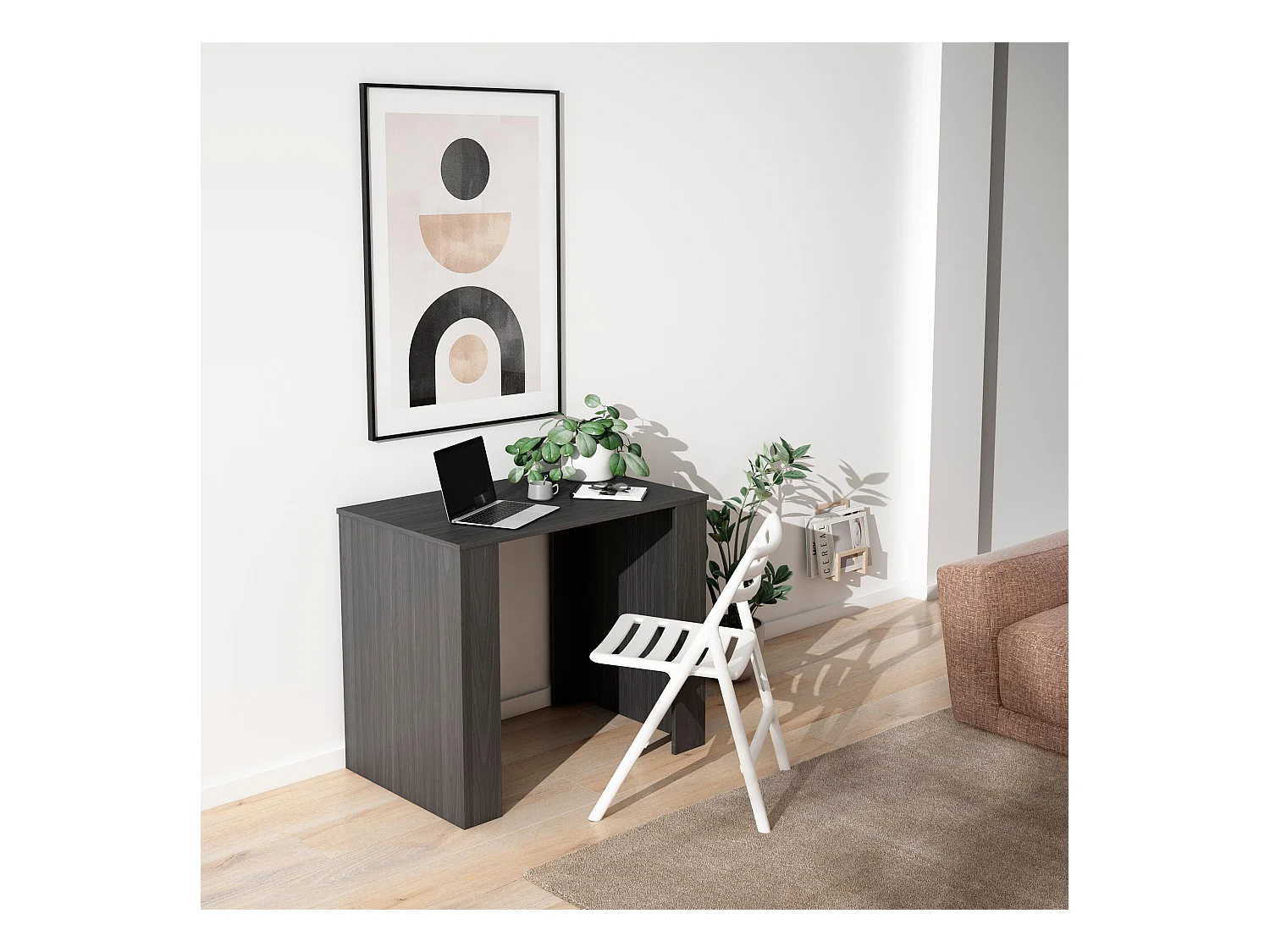 Consolle allungabile, 140x90x77cm, Per 6 persone,  Tavolo da pranzo, Nero e rovere