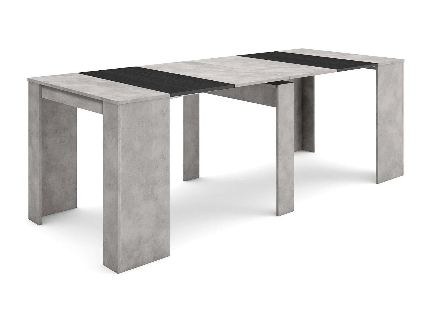 Table console extensible, 222x90x77cm, Pour 10 personnes, Table à Manger, Ciment