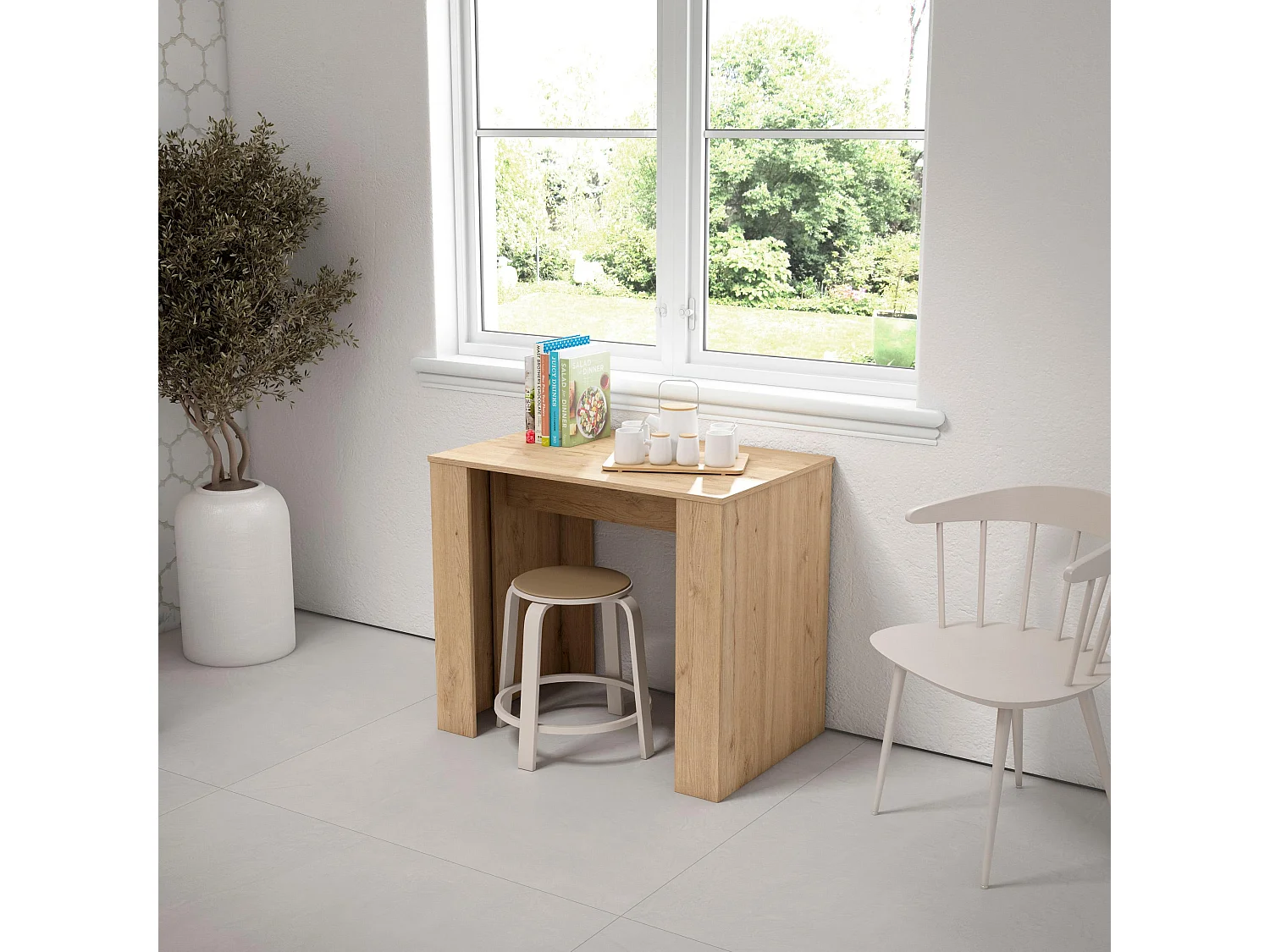 Table console extensible, 262x90x77cm, Pour 12 personnes, Table à Manger, Chêne et noir