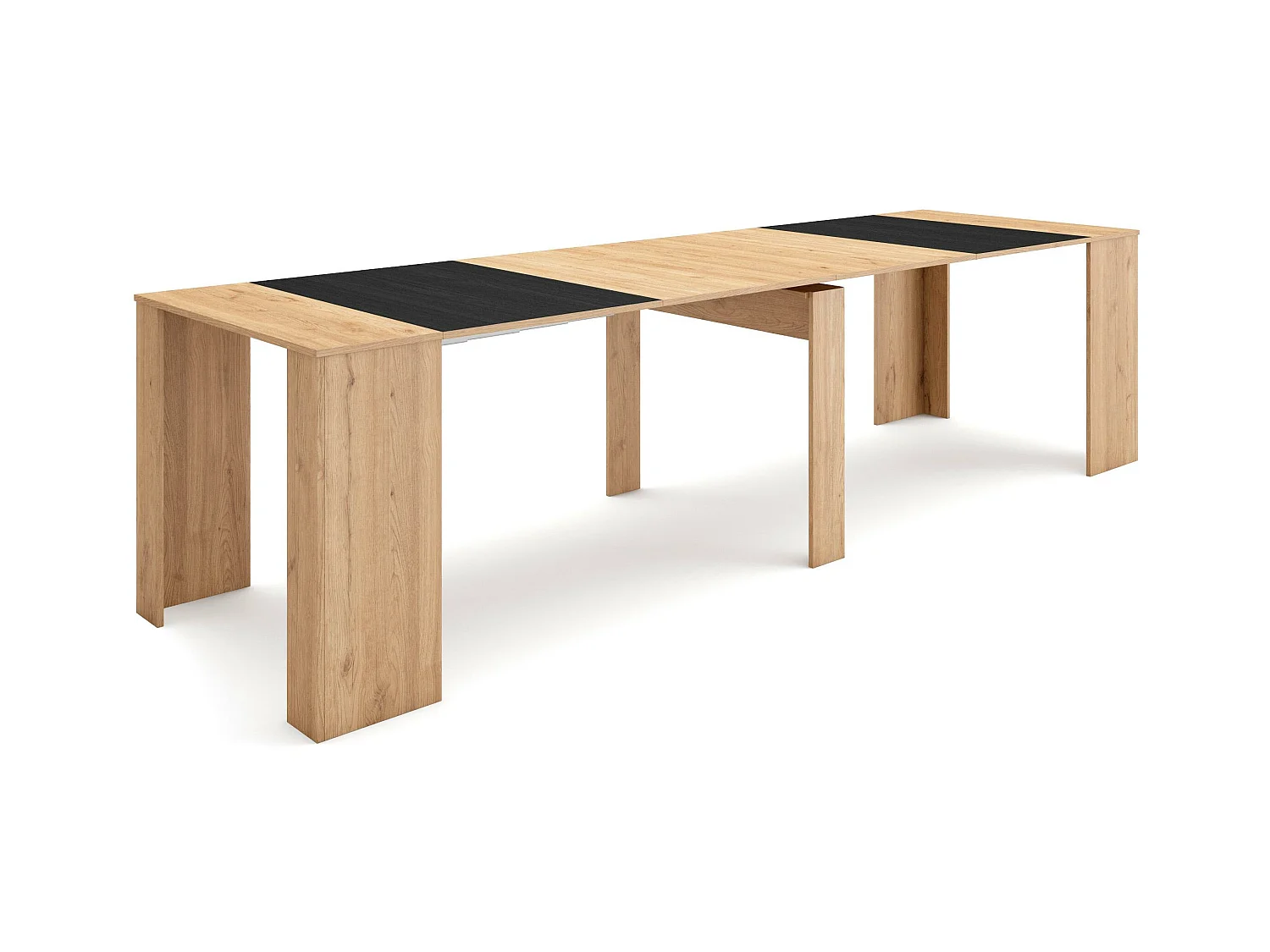 Ausziehbarertisch, 302x90x77cm, Für 14 Gäste, Esszimmertische, Eiche Schwarz