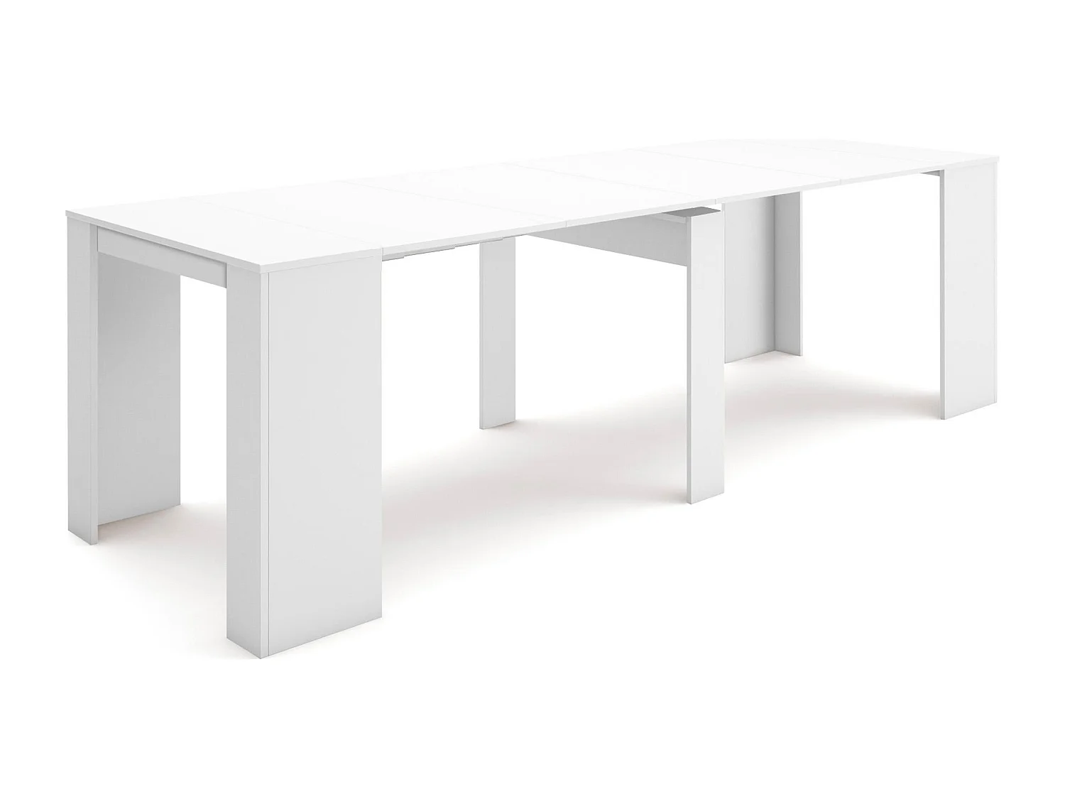 Uitschuifbare Consoletafel, 262x90x77cm, Voor 12 personen, Tafel, Wit