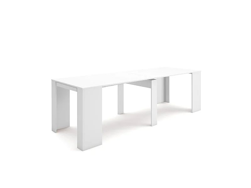Mesa Consola Extensível, 262x90x77cm, Para 12 pessoas, Mesa de Jantar, Branco