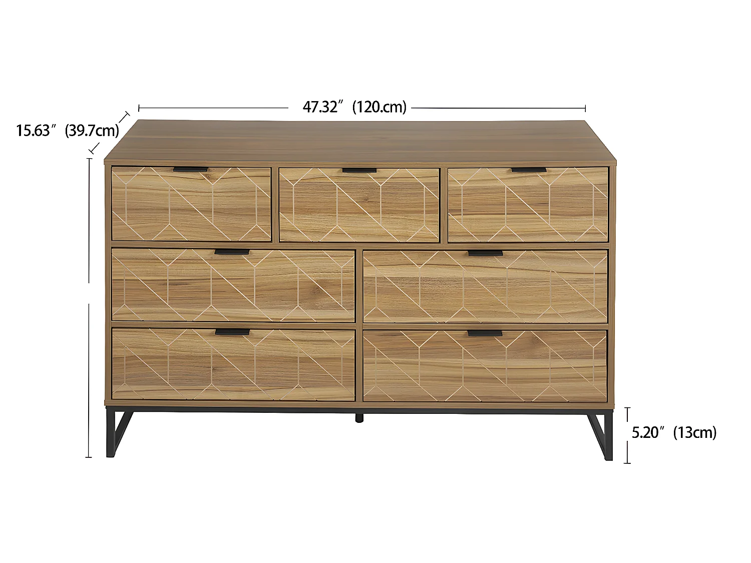 Commode avec six tiroirs - 120cm - Marron - Sweiko