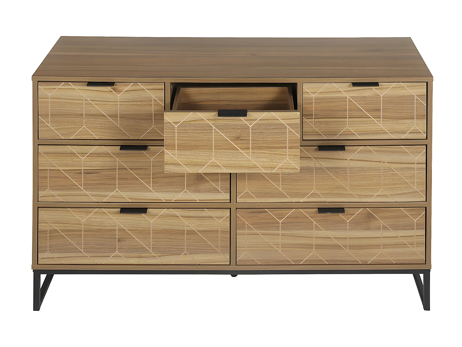 Commode avec six tiroirs - 120cm - Marron - Sweiko