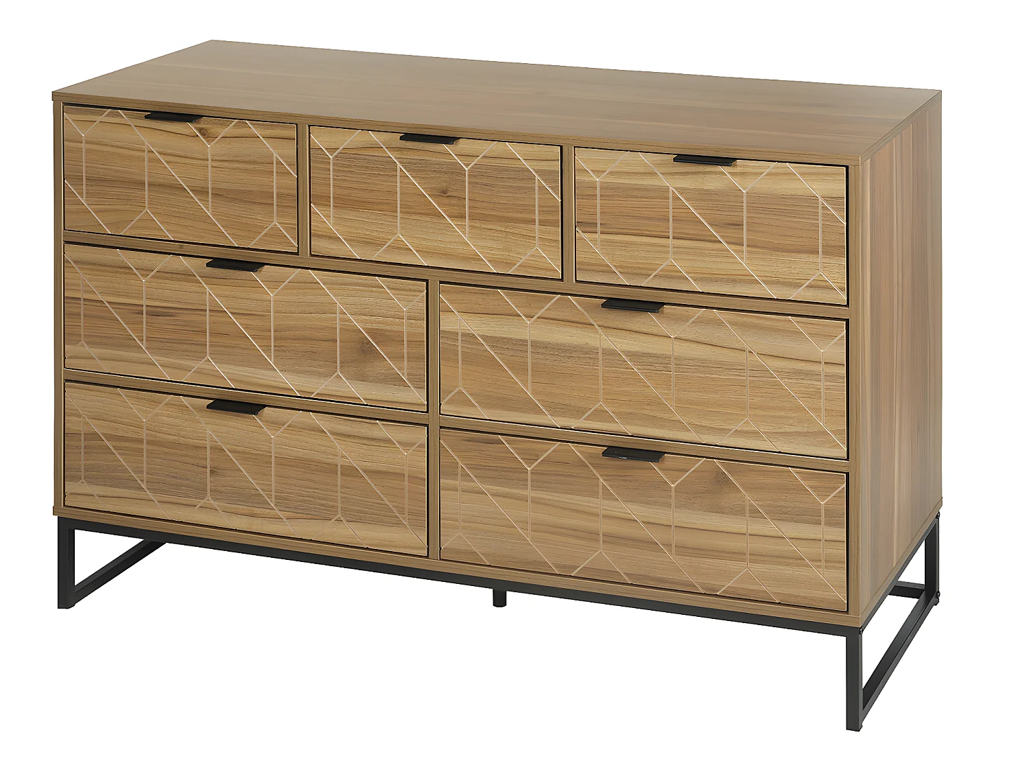 Commode avec six tiroirs - 120cm - Marron - Sweiko