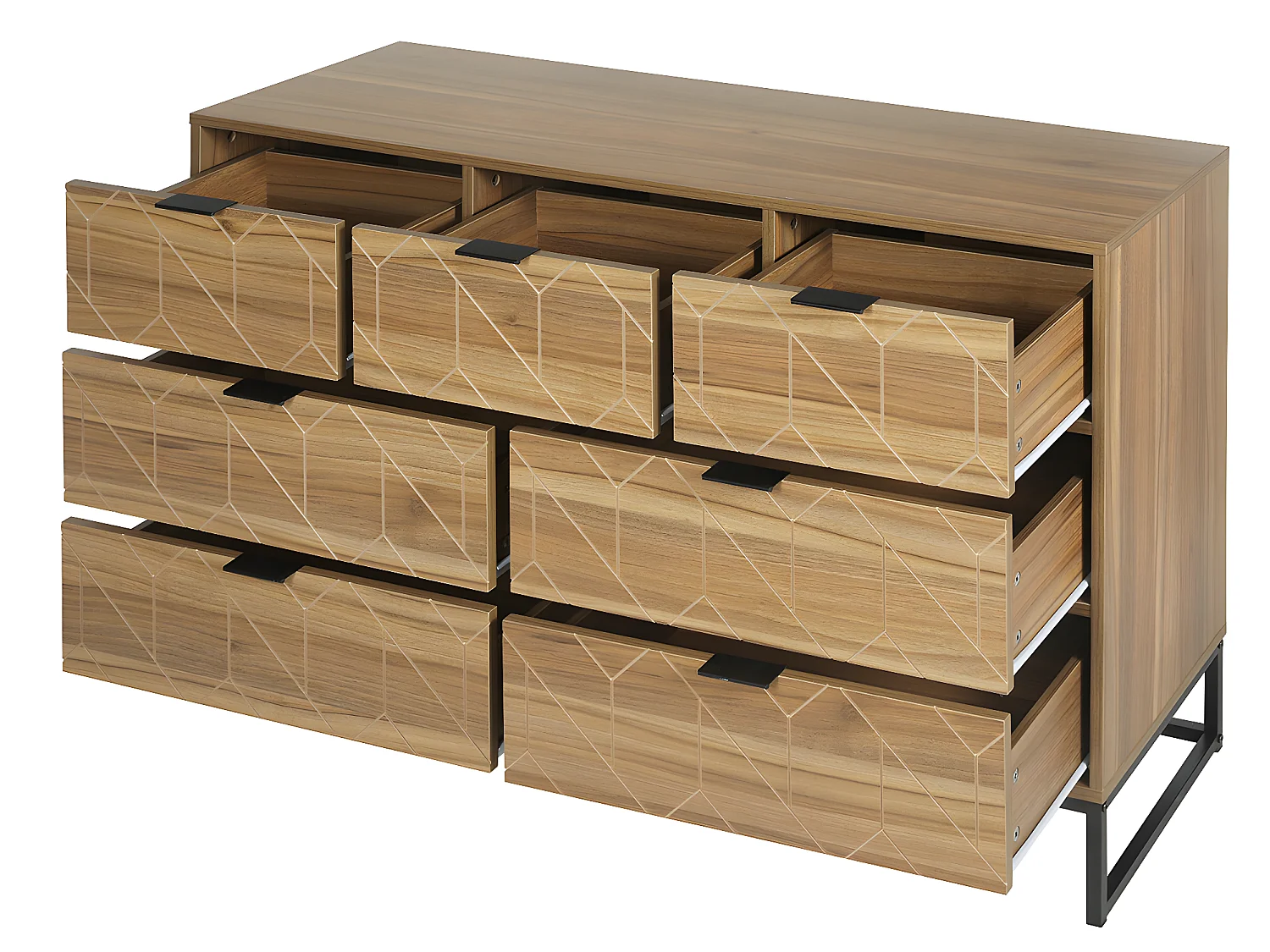 Commode avec six tiroirs - 120cm - Marron - Sweiko