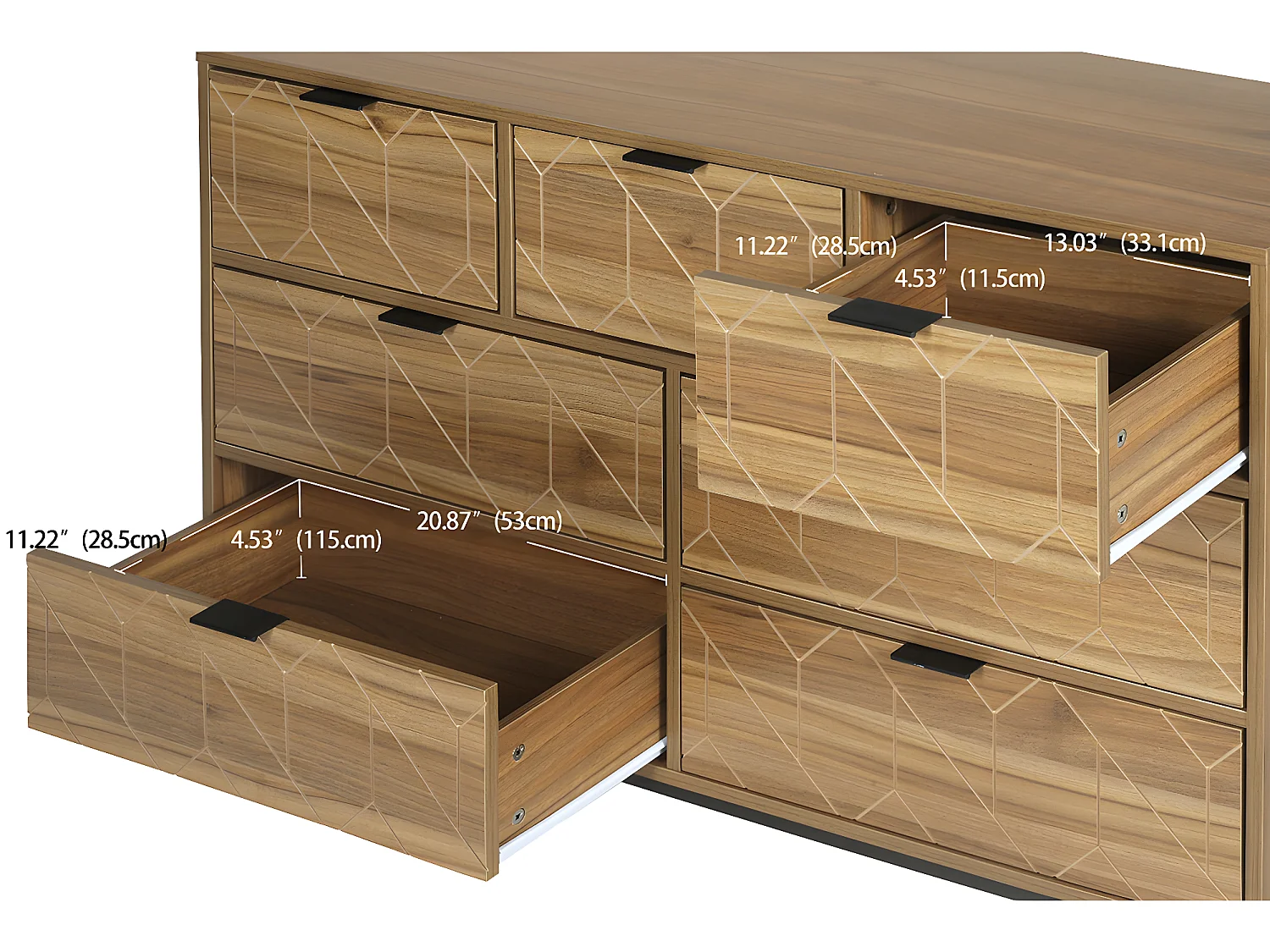 Commode avec six tiroirs - 120cm - Marron - Sweiko