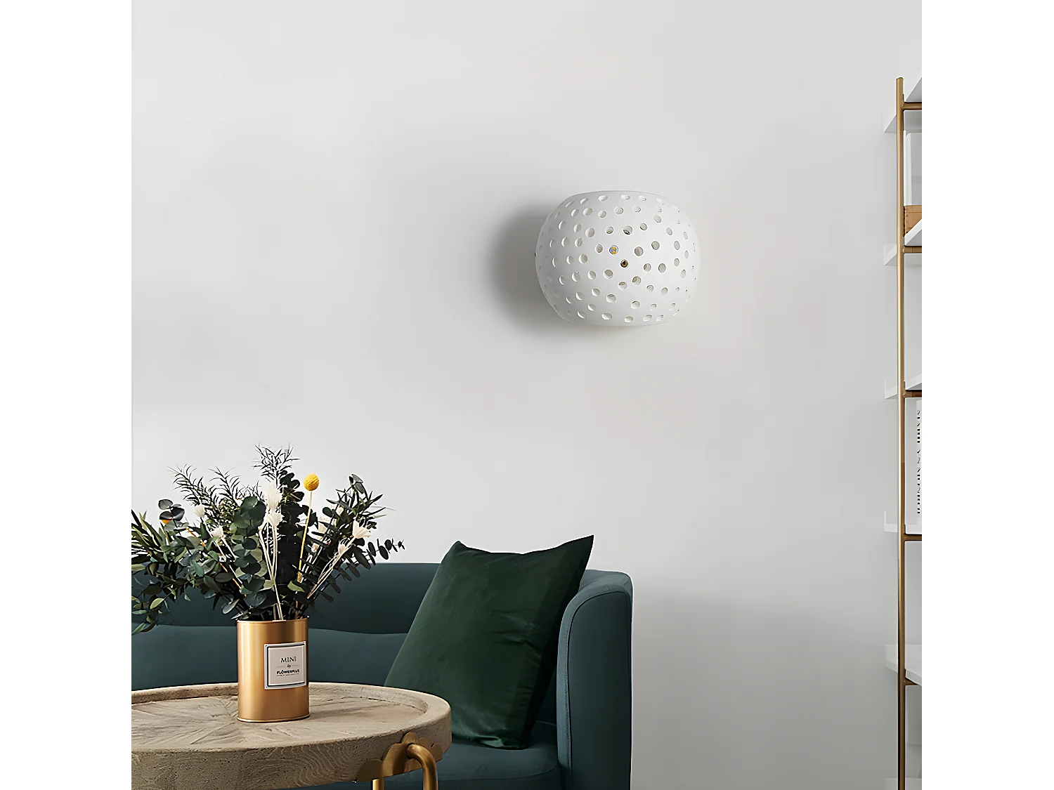 Applique murale moderne, 10*10*12cm, blanche en plâtre 5w, lumière chaud