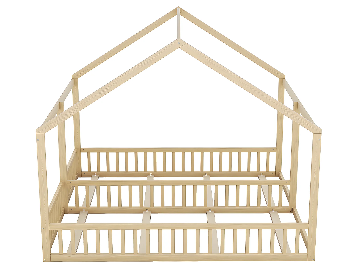 Lit cabane Lit 2 en 1 - 90 x 200 cm - Naturel - Sweiko