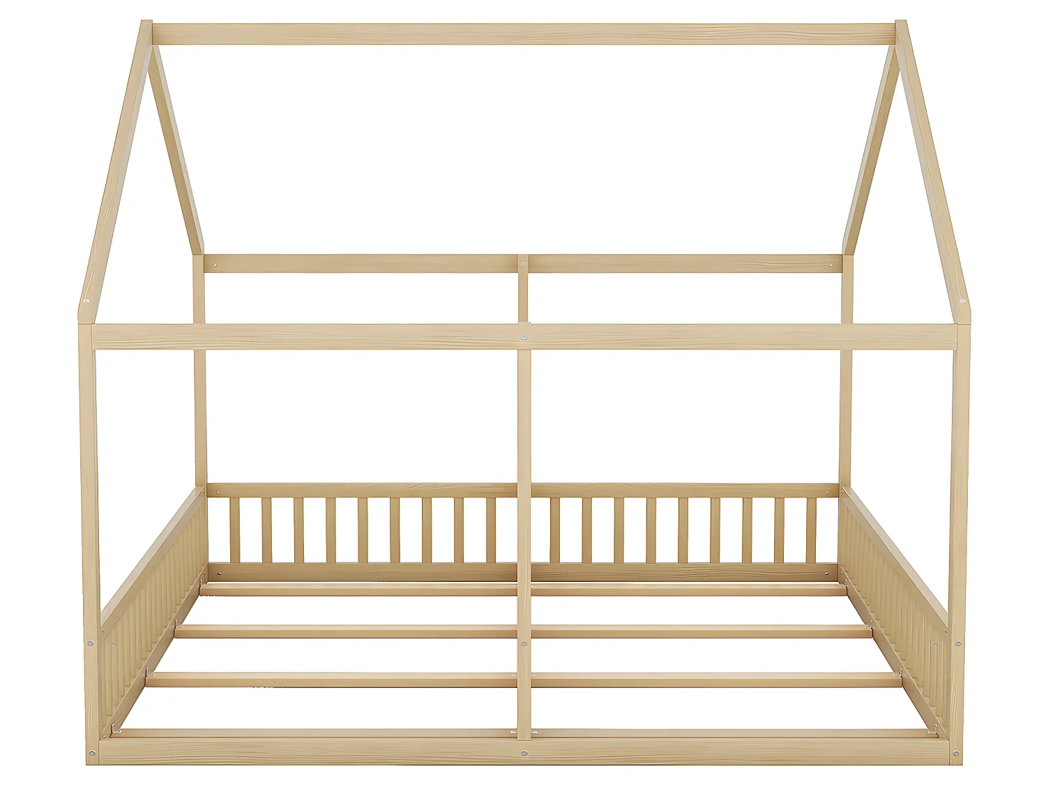 Lit cabane Lit 2 en 1 - 90 x 200 cm - Naturel - Sweiko