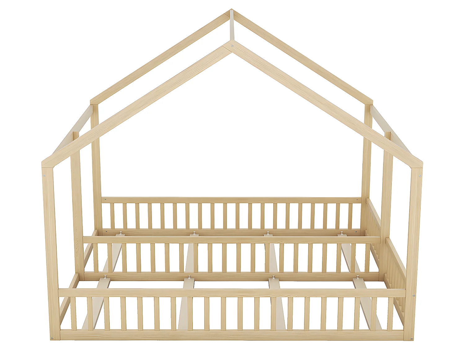 Lit cabane Lit 2 en 1 - 90 x 200 cm - Naturel - Sweiko