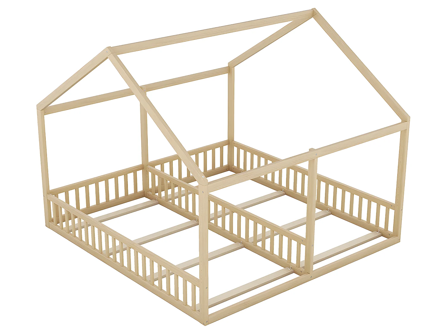 Lit cabane Lit 2 en 1 - 90 x 200 cm - Naturel - Sweiko