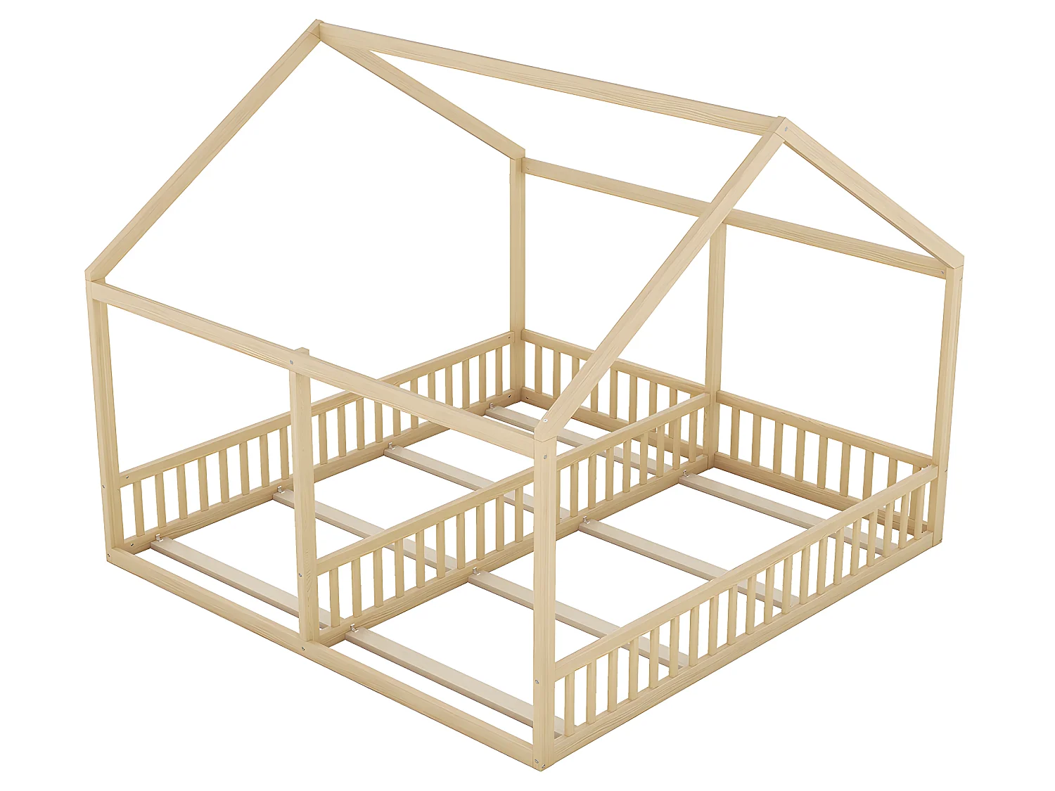 Lit cabane Lit 2 en 1 - 90 x 200 cm - Naturel - Sweiko