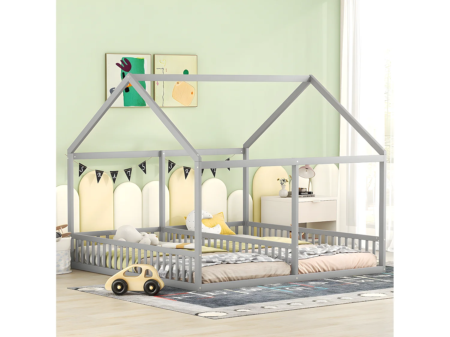 Lit cabane Lit 2 en 1 - 90 x 200 cm - Girs - Sweiko