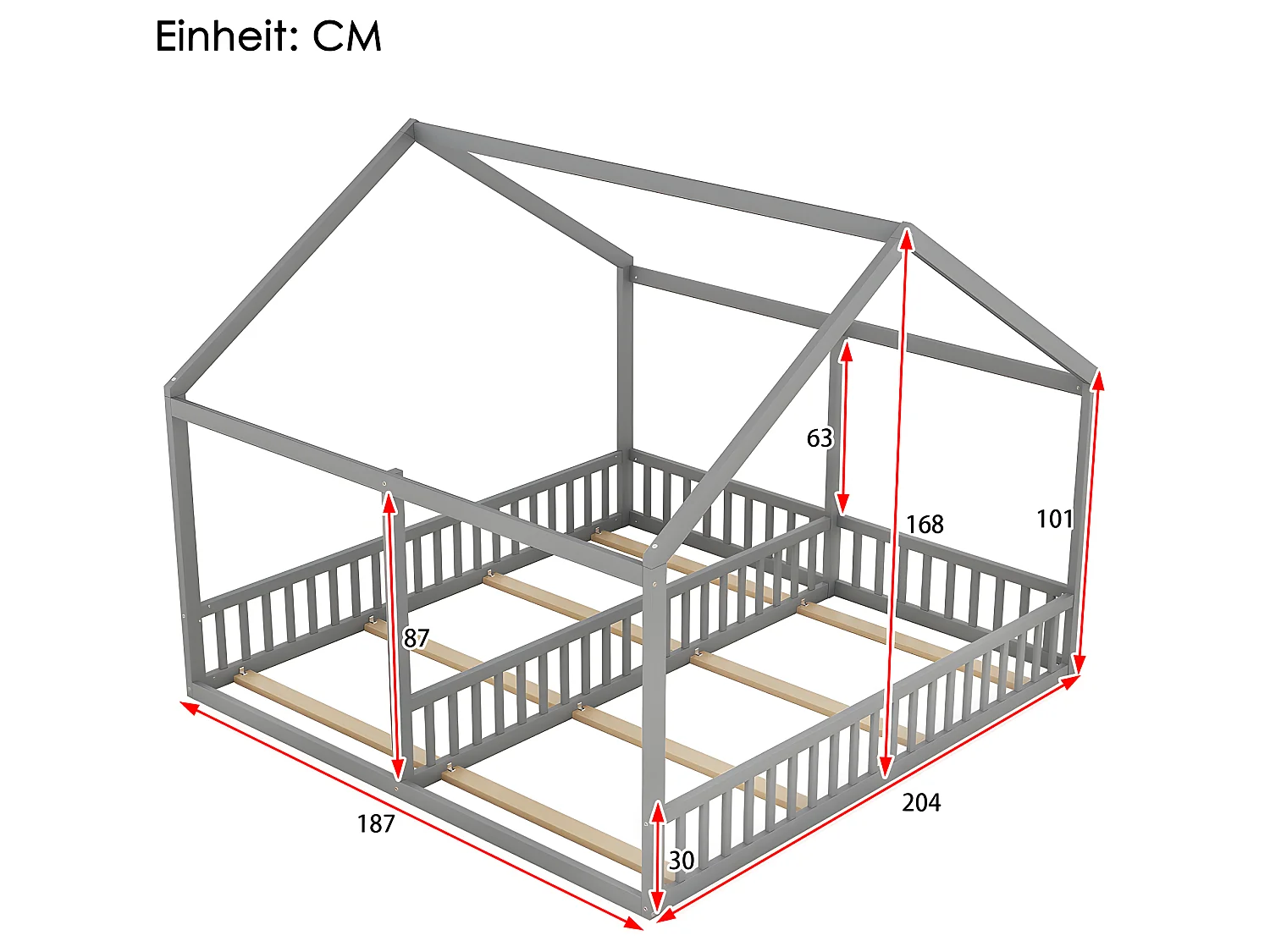 Lit cabane Lit 2 en 1 - 90 x 200 cm - Girs - Sweiko