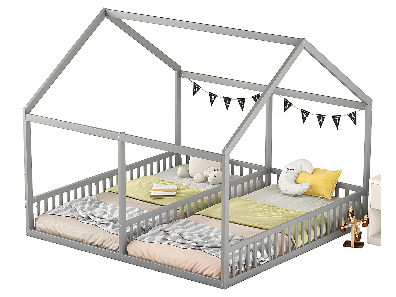 Lit cabane Lit 2 en 1 - 90 x 200 cm - Girs - Sweiko