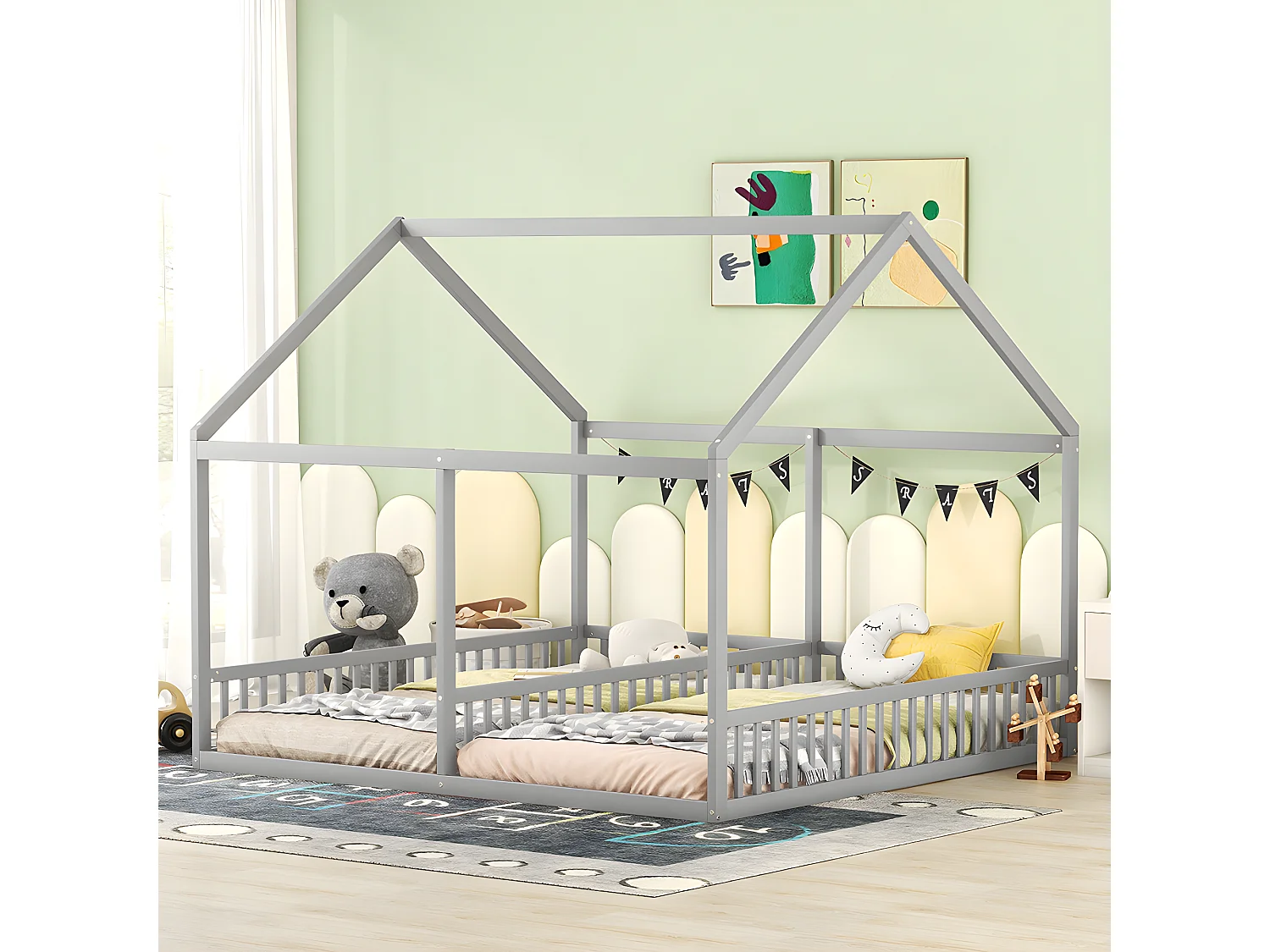 Lit cabane Lit 2 en 1 - 90 x 200 cm - Girs - Sweiko