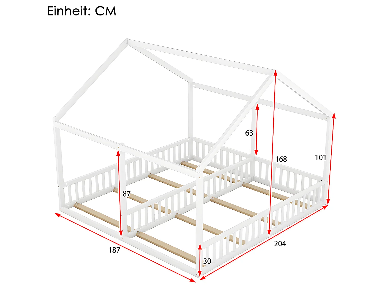 Lit cabane Lit 2 en 1 - 90 x 200 cm - Blanc - Sweiko