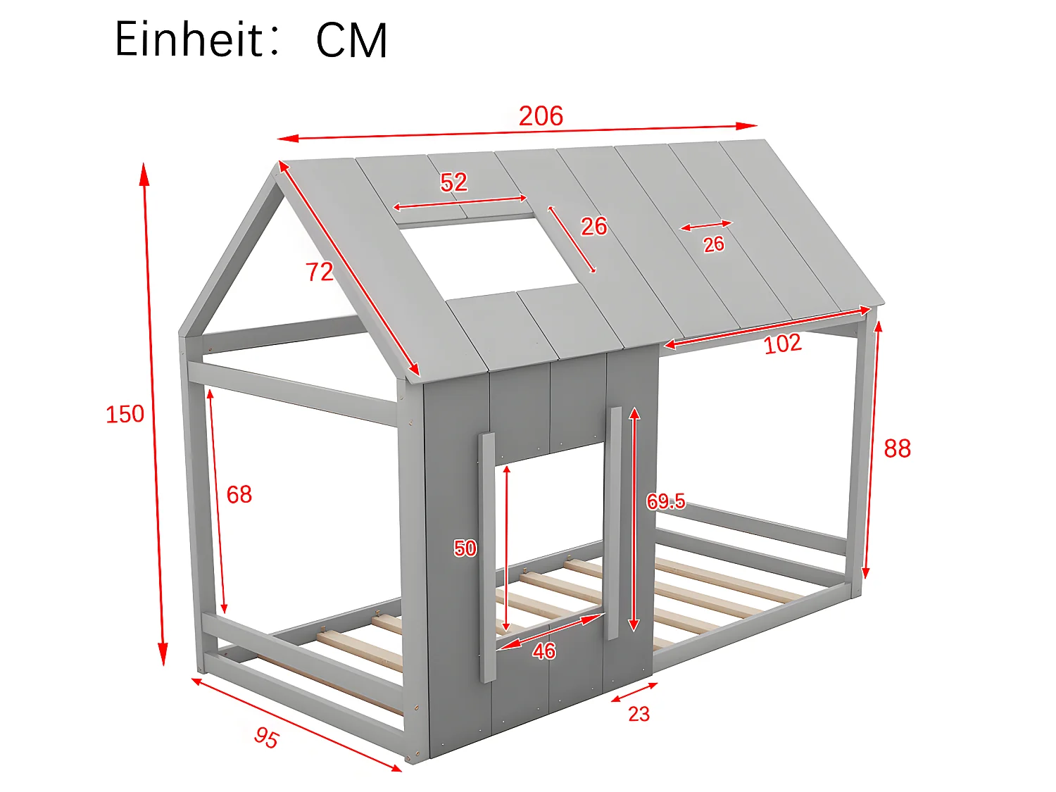 Lit cabane - 90 x 200 cm - Girs - Sweiko