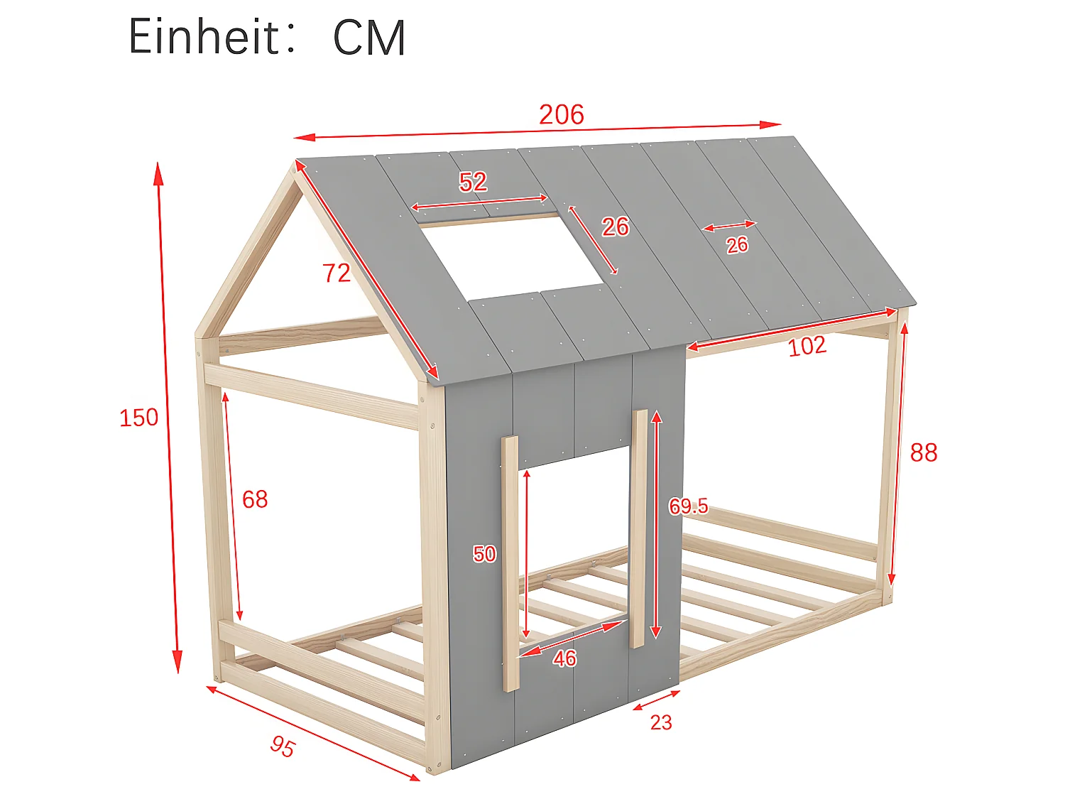 Lit cabane - 90 x 200 cm - Girs - Sweiko