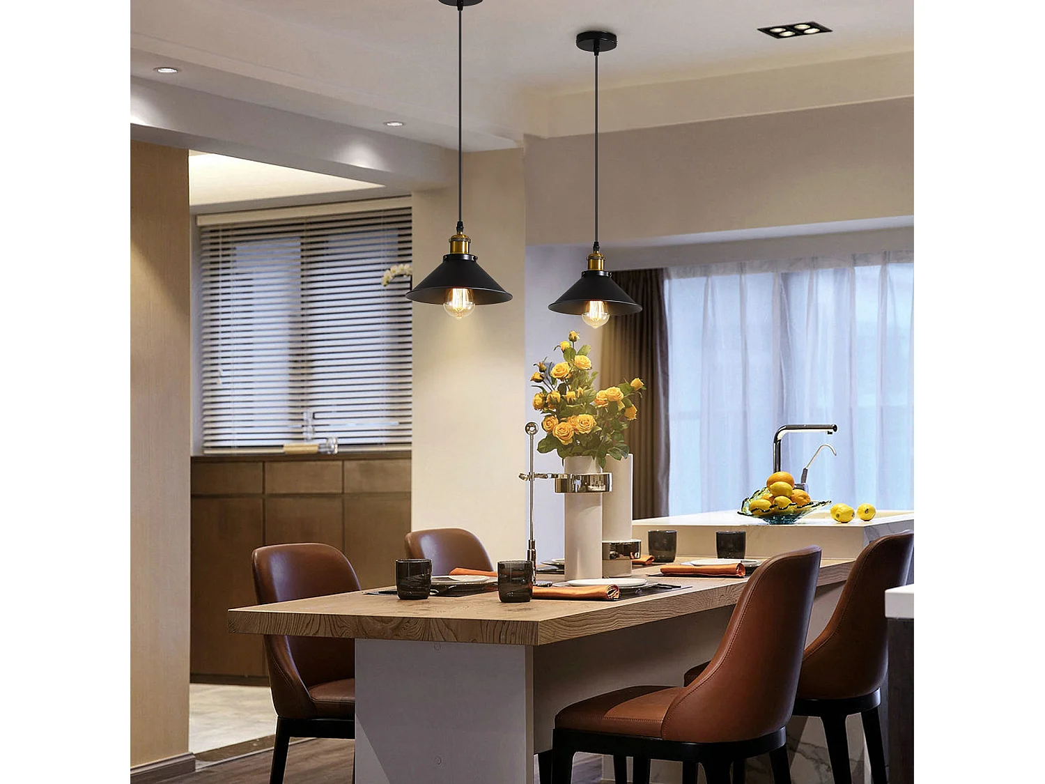 Suspension industrielle lustre, noir or, 130 * 22 * 22cm, noir, sans ampoules E27