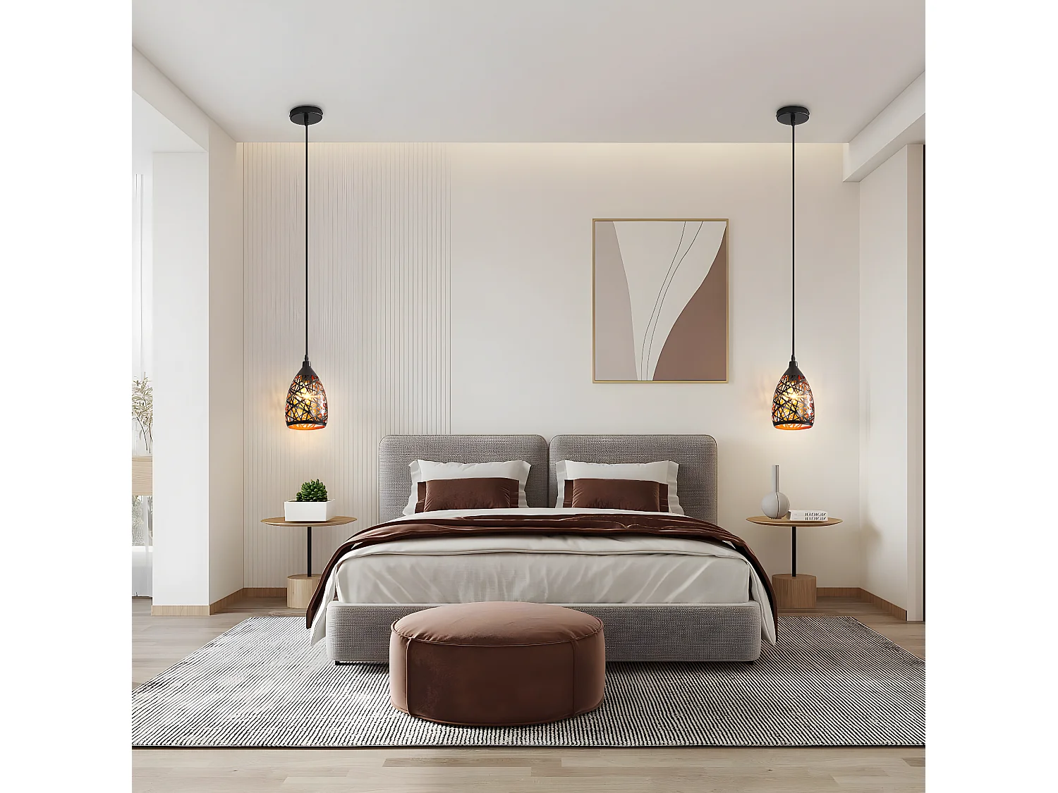 Suspension lustre industrielle en métal creux sculpté,  124*15*15cm, sans ampoules E27