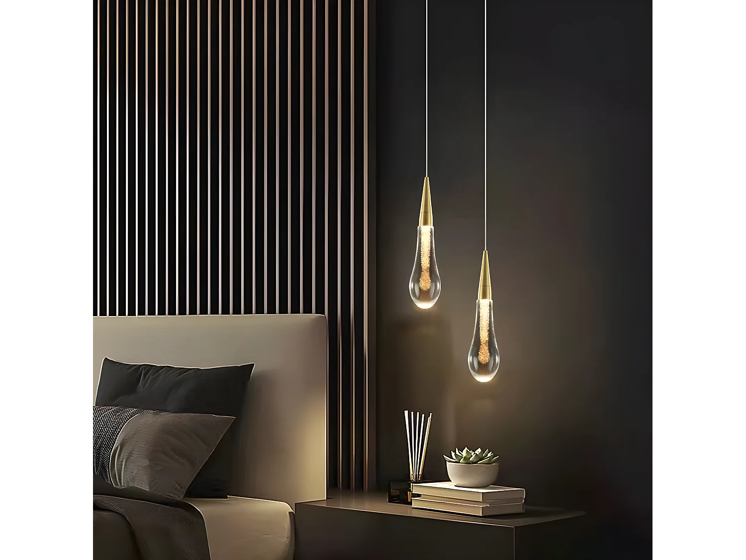 Sospensione a LED di cristallo con moderno design nordico, oro, 37*6*6cm, 3W, luce calda