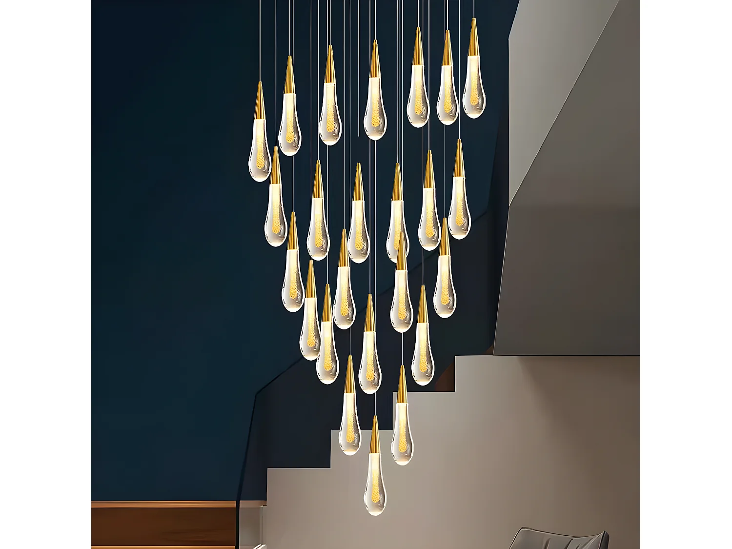 Sospensione a LED di cristallo con moderno design nordico, oro, 37*6*6cm, 3W, luce calda