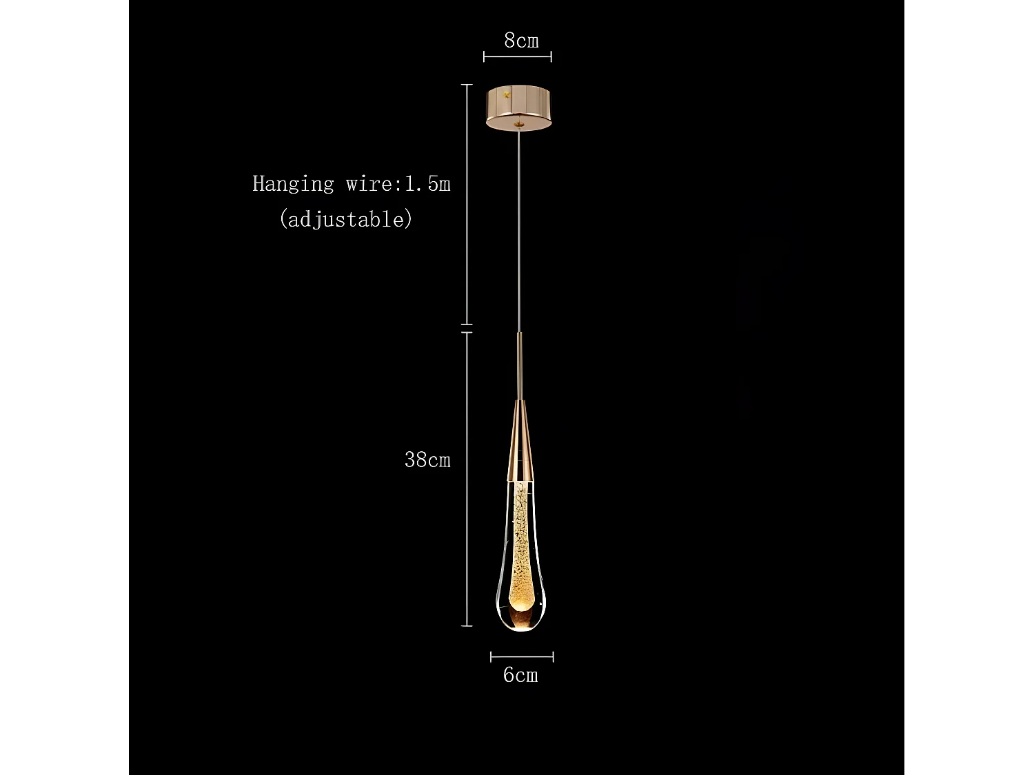 Sospensione a LED di cristallo con moderno design nordico, oro, 37*6*6cm, 3W, luce calda