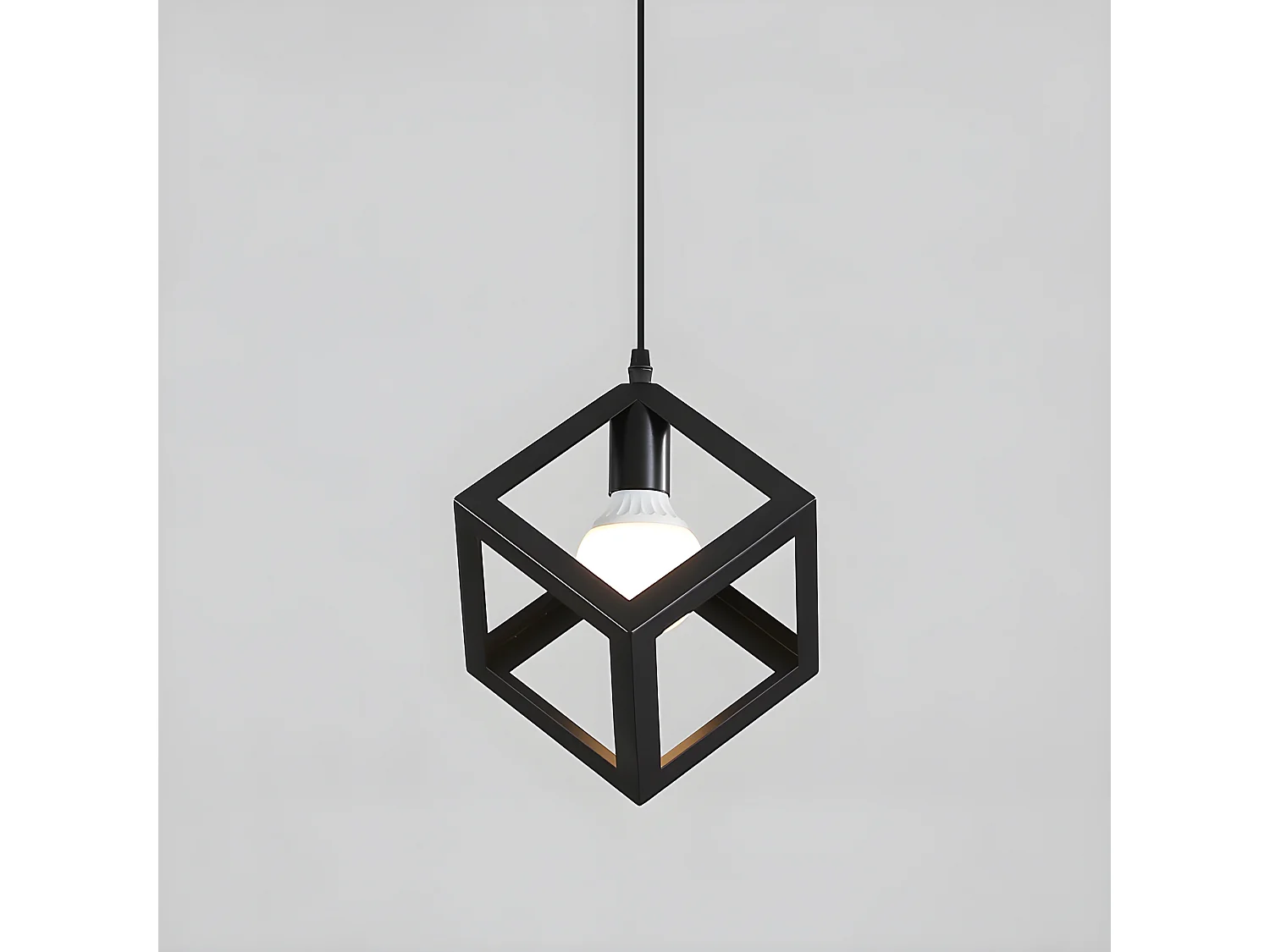 Lustre suspensions en forme de cube vintage industriell,  140 * 27 * 27 CM, noir, sans ampoules E27