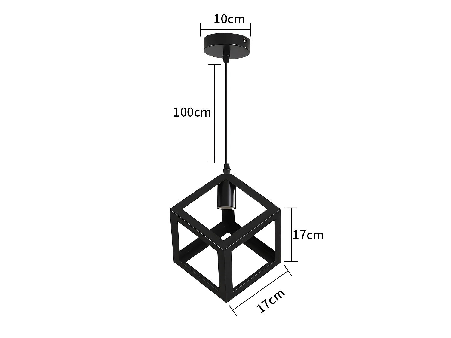 Lustre suspensions en forme de cube vintage industriell,  140 * 27 * 27 CM, noir, sans ampoules E27