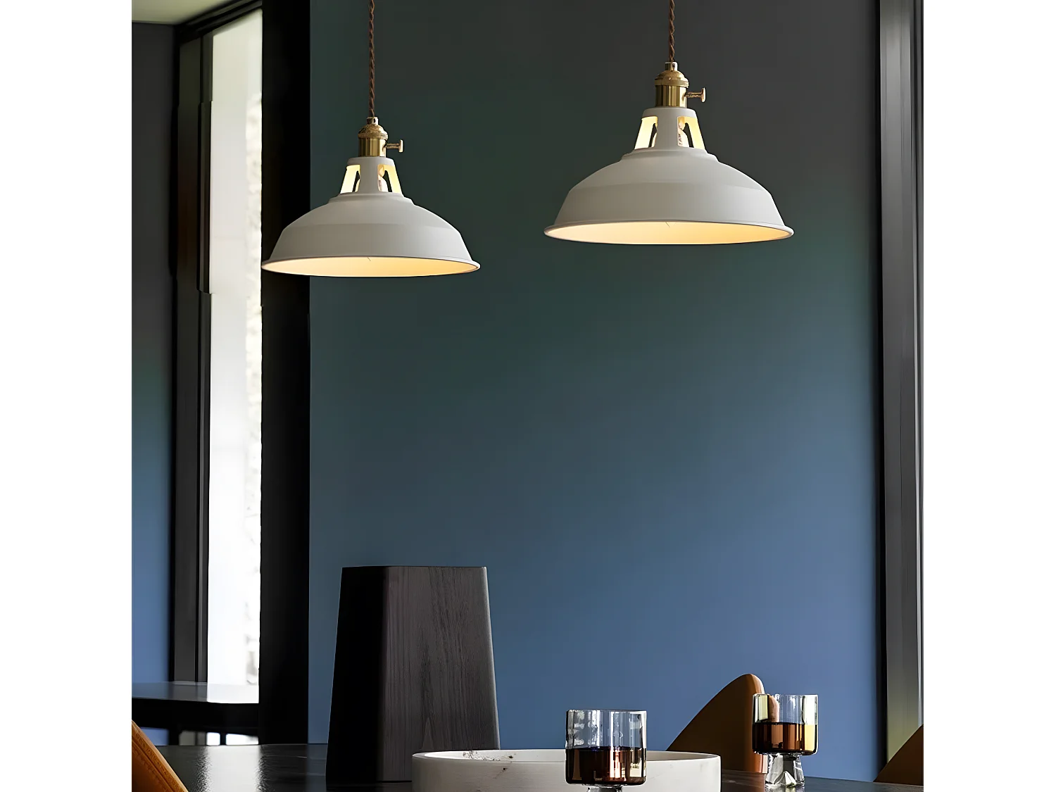 Suspension moderne métal lustre E27, 26.5*20cm, blanc, pour salon chambre, sans ampoules