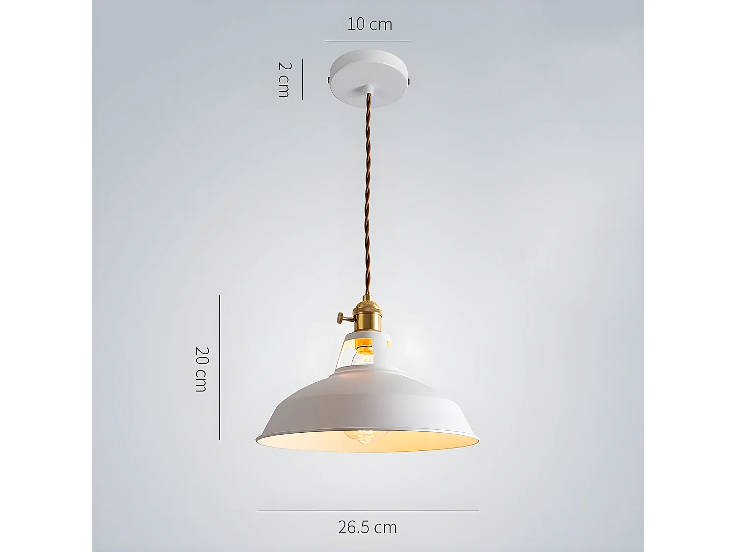 Suspension moderne métal lustre E27, 26.5*20cm, blanc, pour salon chambre, sans ampoules