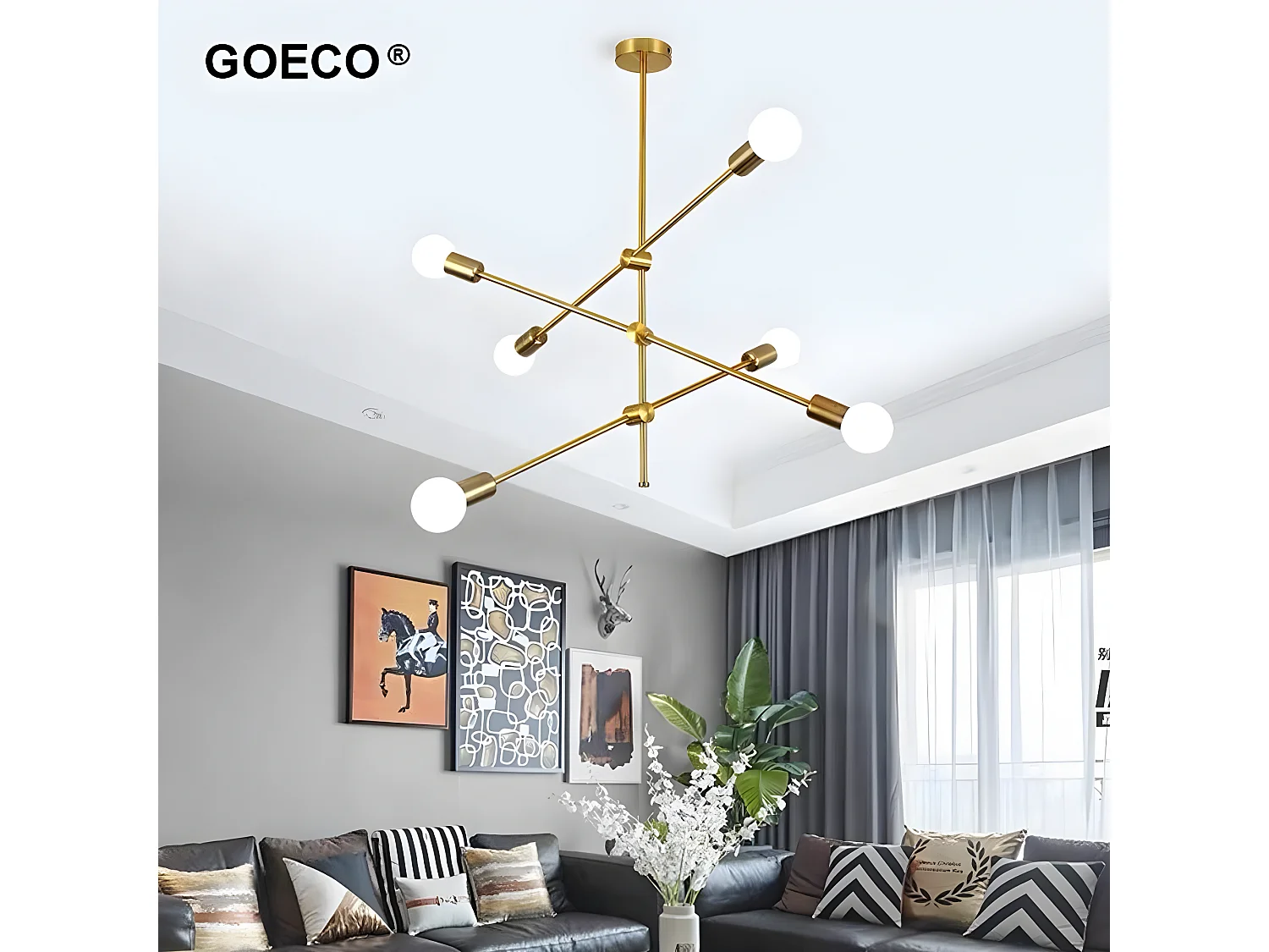 Pango de ajuste rotativo moderno de araña, oro, 65*65*85 cm, sin bulbo E27