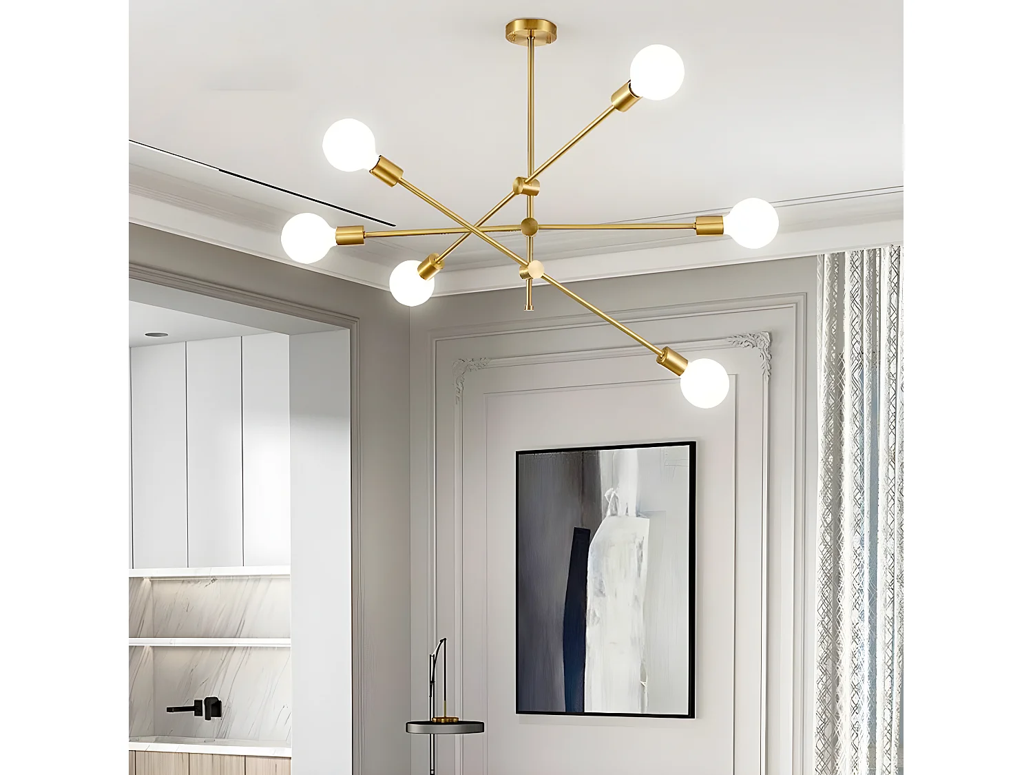 Pango de ajuste rotativo moderno de araña, oro, 65*65*85 cm, sin bulbo E27