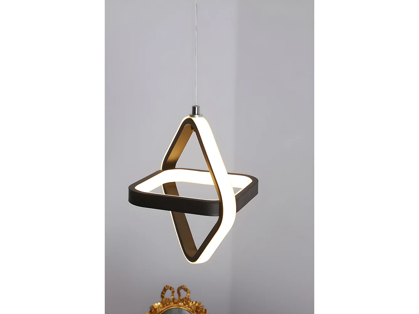 Modern Led Suspension Square Design Kroonluchter, zwart, 23*23*23cm, 22W 3000K, in Acryl
