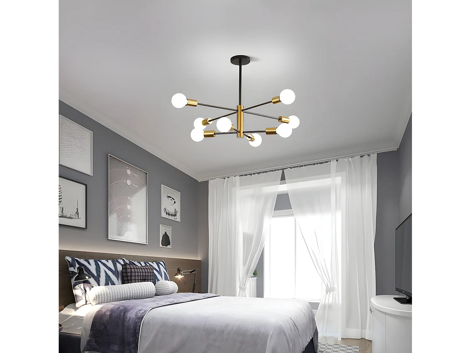 Suspension vintage lustre industriel rétro noir E27, 73*73*71, à angle réglable à 180 °, sans ampoule
