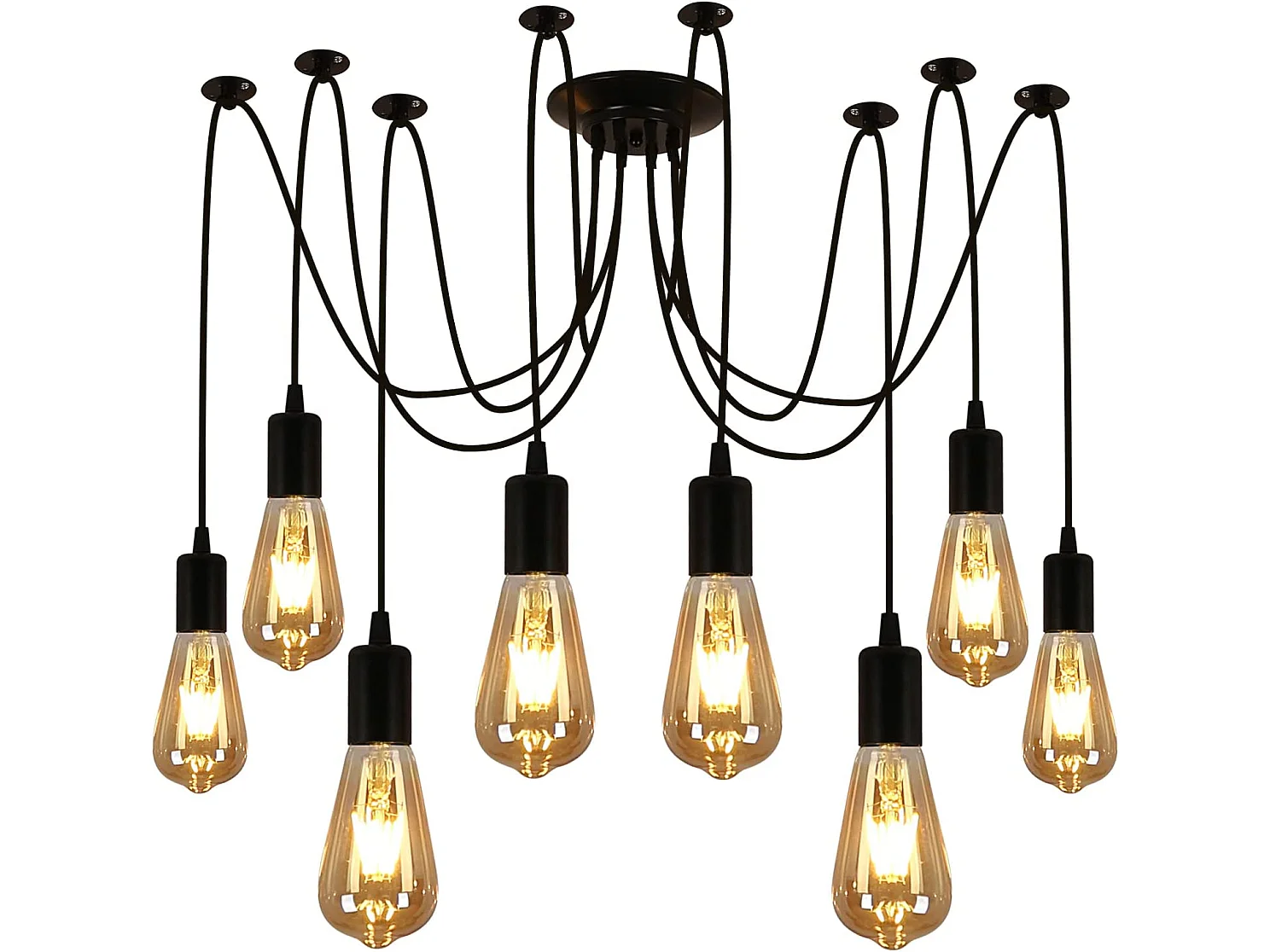 Suspension luminaire vintage industrielle, 8 lumières installation lampe rétro réglable
