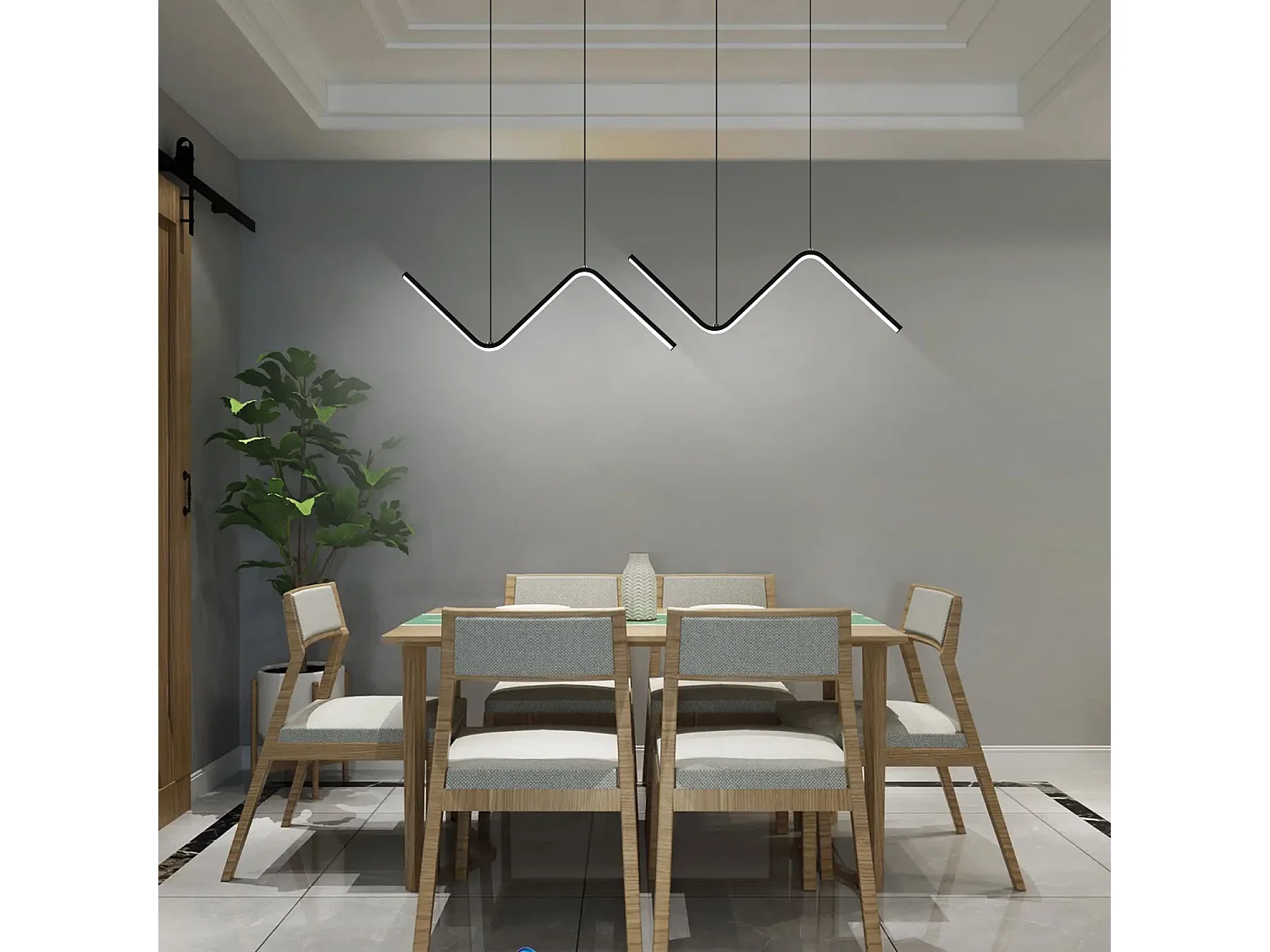 Lustre led moderne lampe, noir, 55*17cm, pour salon chambre salle à manger, lumière blanc