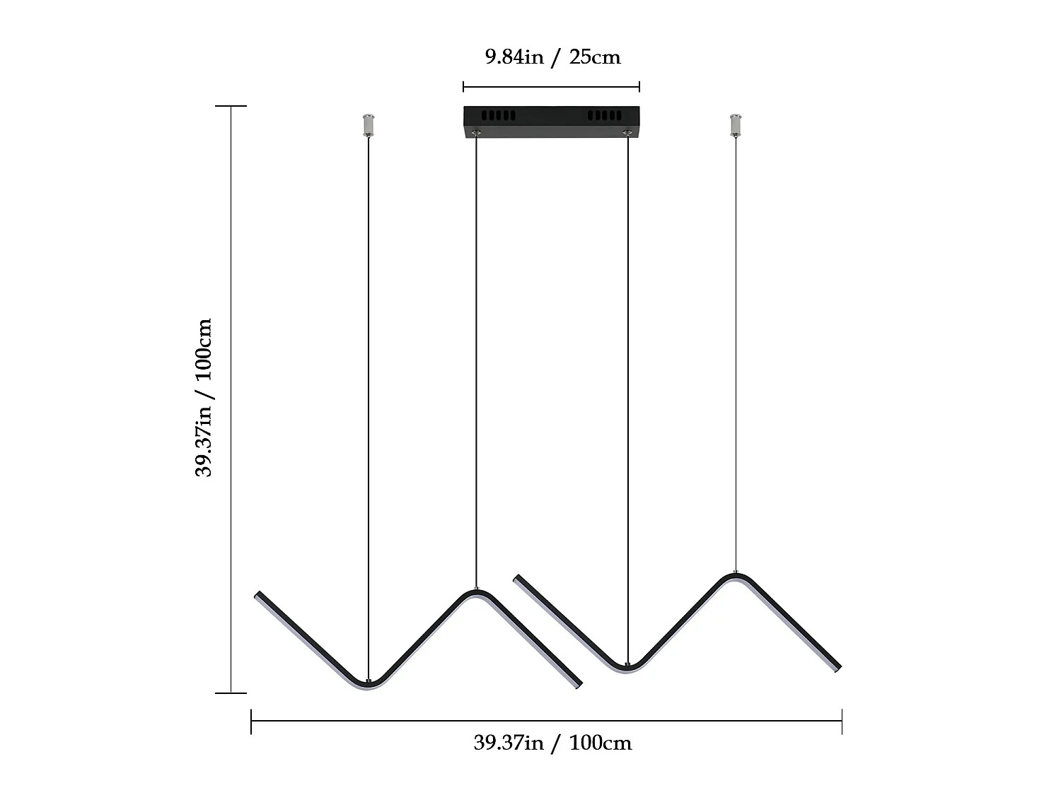 Lustre led moderne lampe, noir, 55*17cm, pour salon chambre salle à manger, lumière blanc