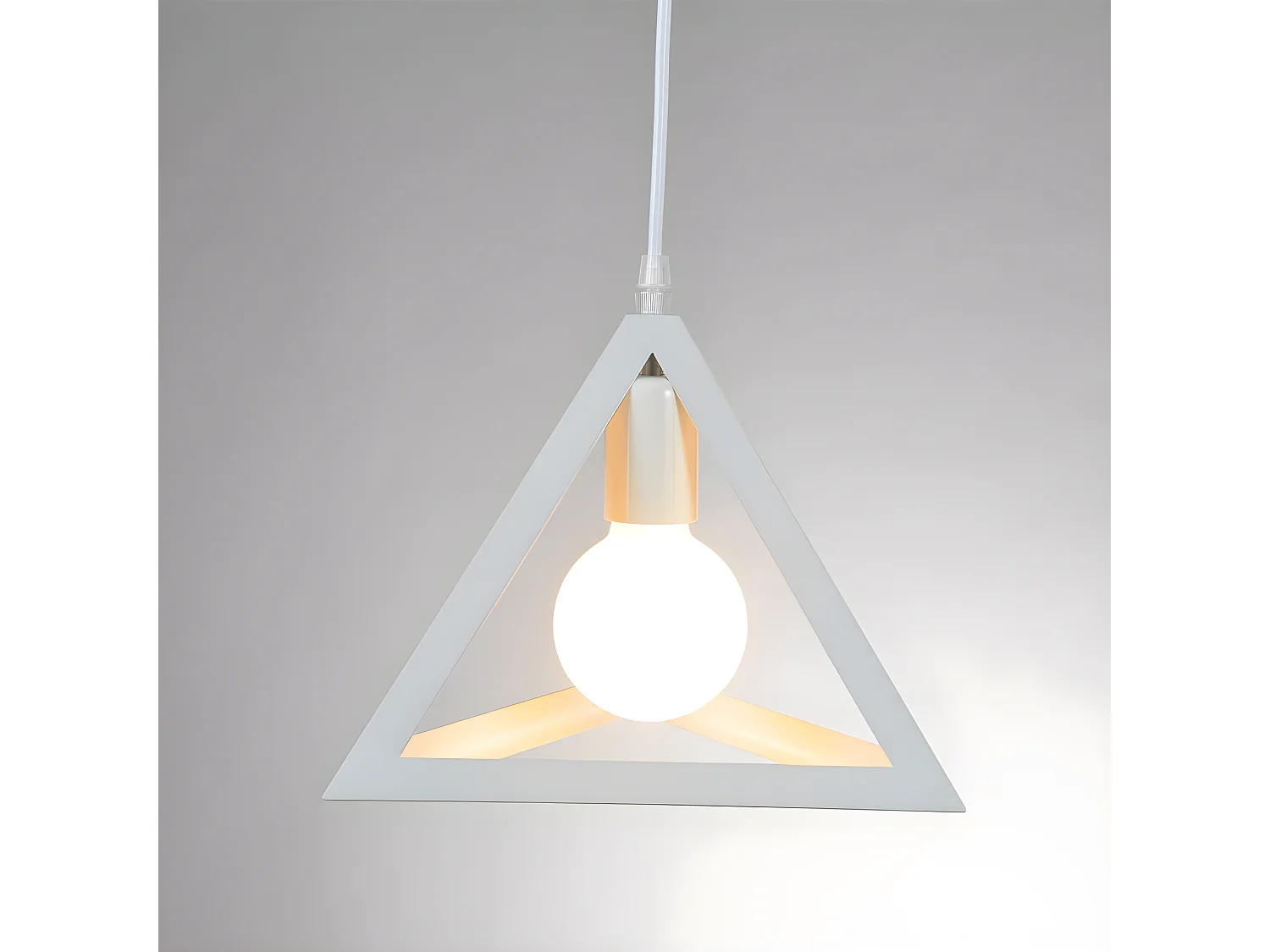 Suspension lustre contemporain moderne metal, 25*25*22cm, blanc, sans ampoules E27