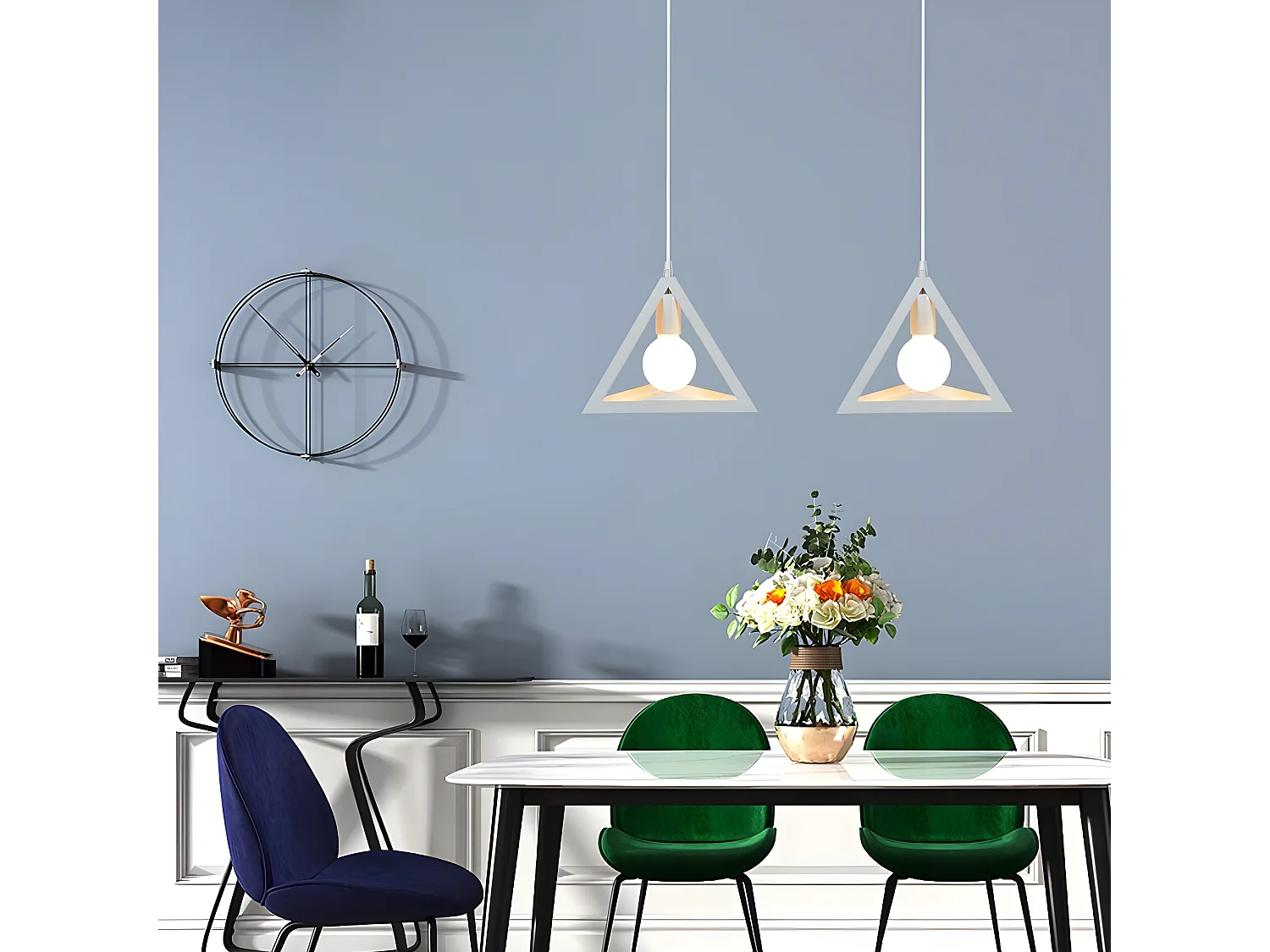 Suspension lustre contemporain moderne metal, 25*25*22cm, blanc, sans ampoules E27