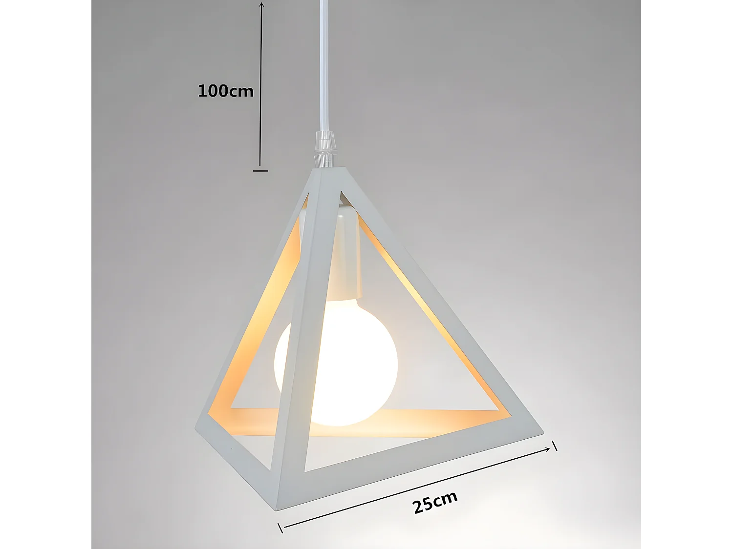 Suspension lustre contemporain moderne metal, 25*25*22cm, blanc, sans ampoules E27